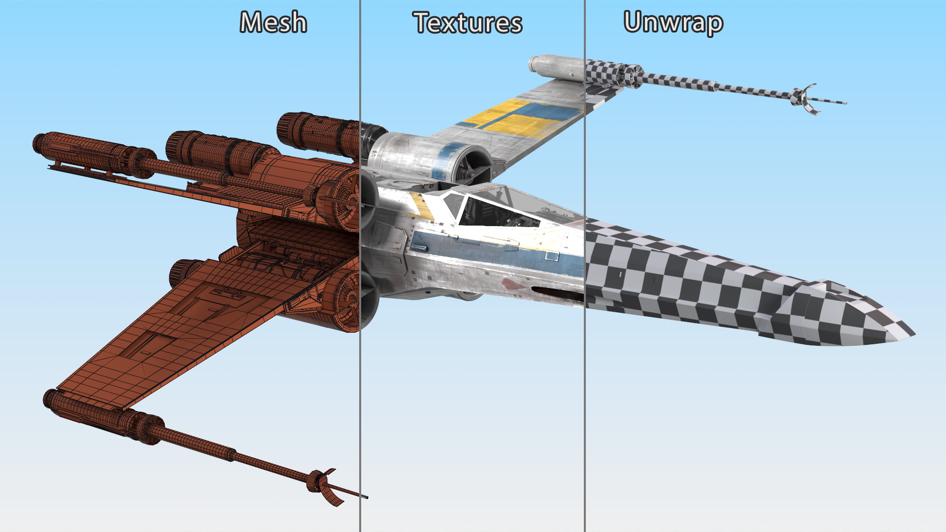 3D model X-Wing Starfighter Rigged