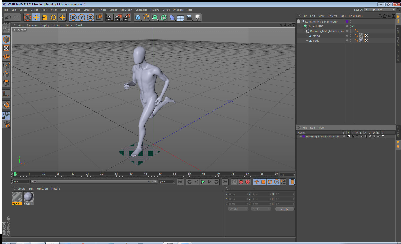 Running Male Mannequin 3D
