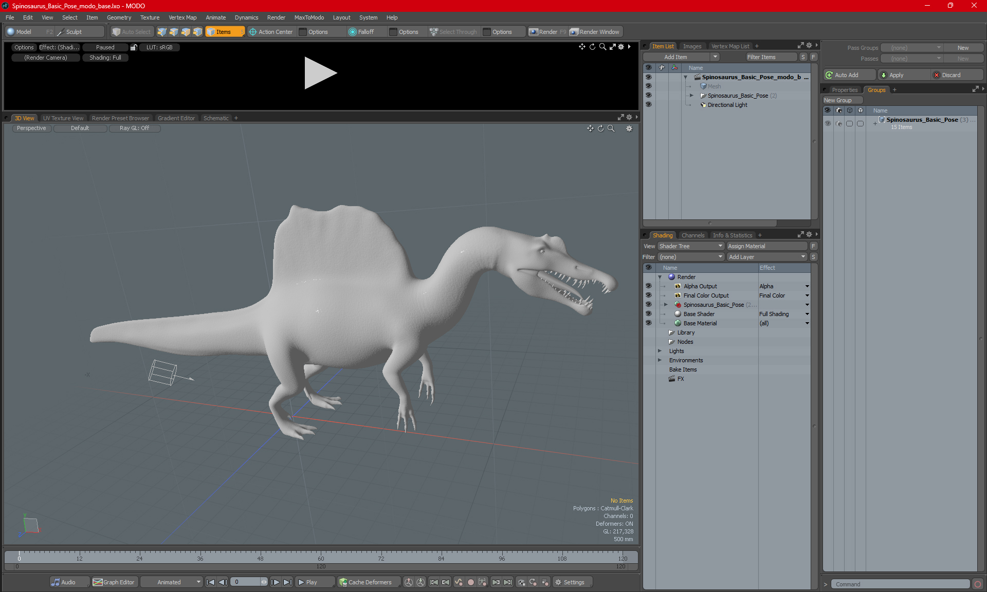 3D Spinosaurus Aegyptiacus Yellow Basic Pose