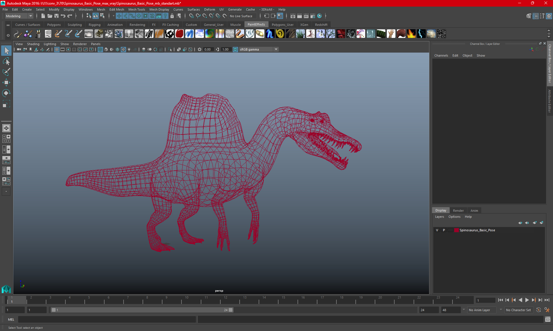 3D Spinosaurus Aegyptiacus Yellow Basic Pose