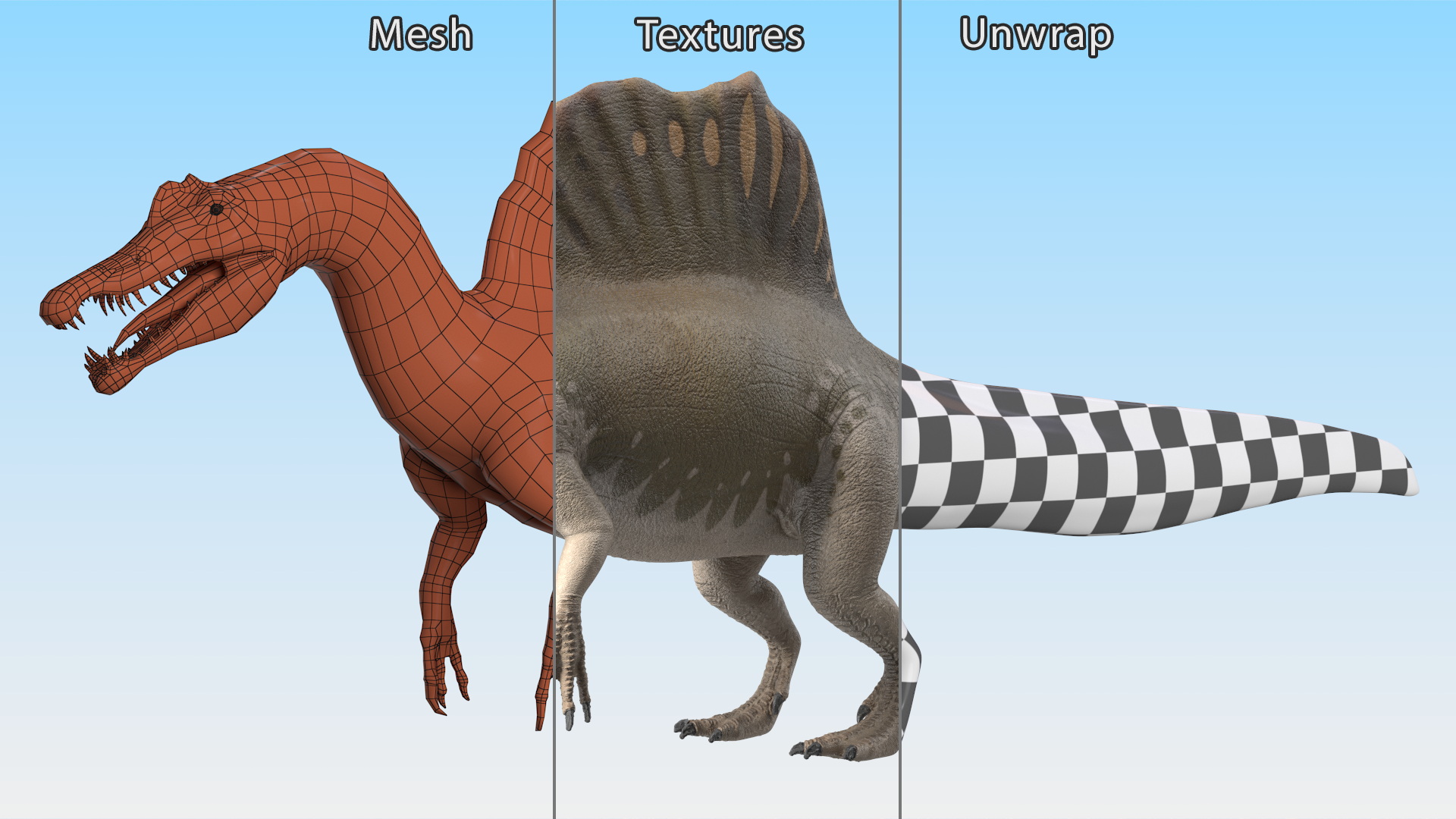 3D Spinosaurus Aegyptiacus Yellow Basic Pose