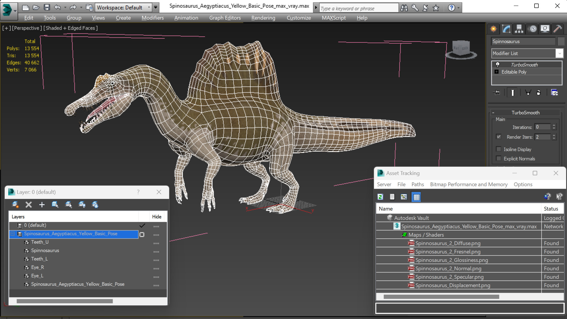 3D Spinosaurus Aegyptiacus Yellow Basic Pose