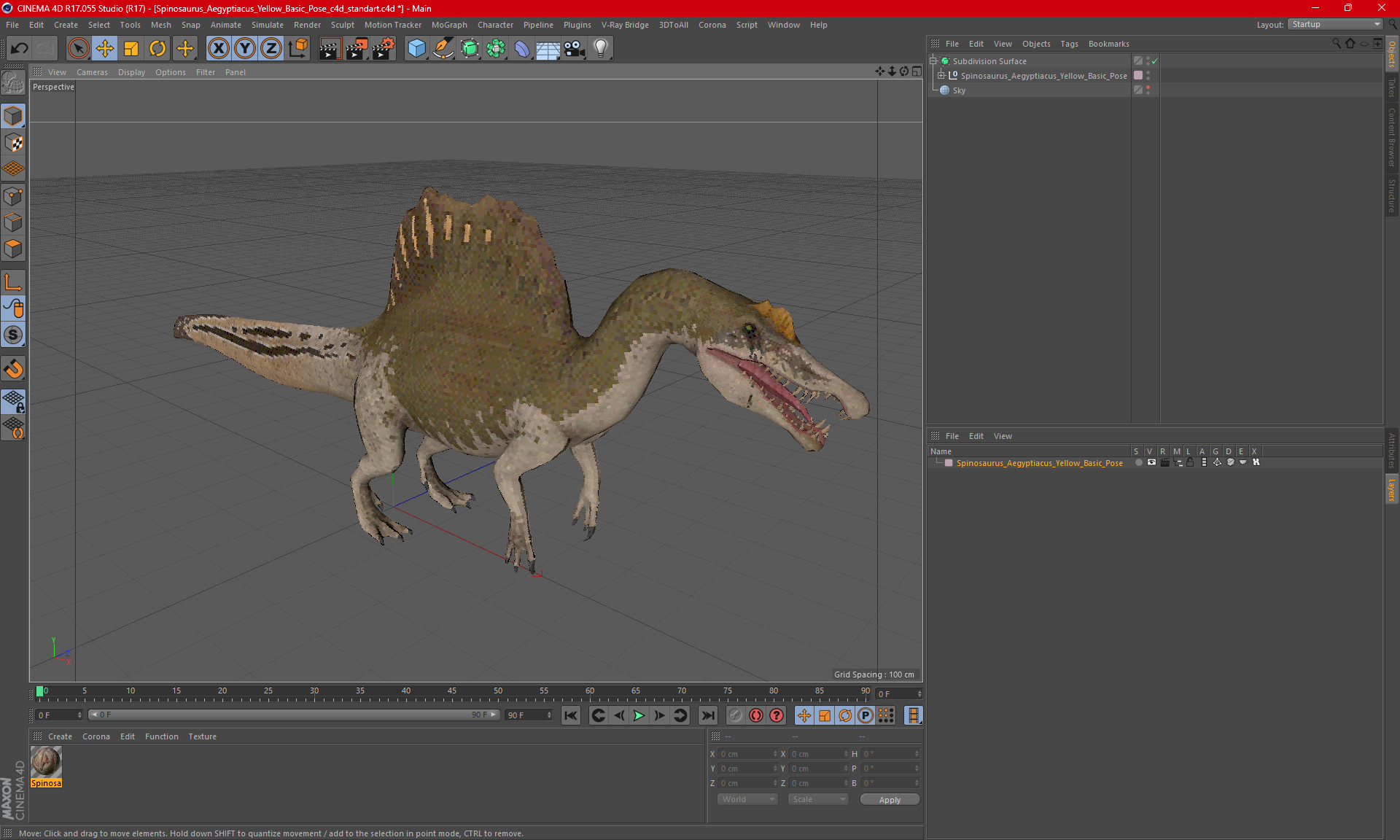 3D Spinosaurus Aegyptiacus Yellow Basic Pose