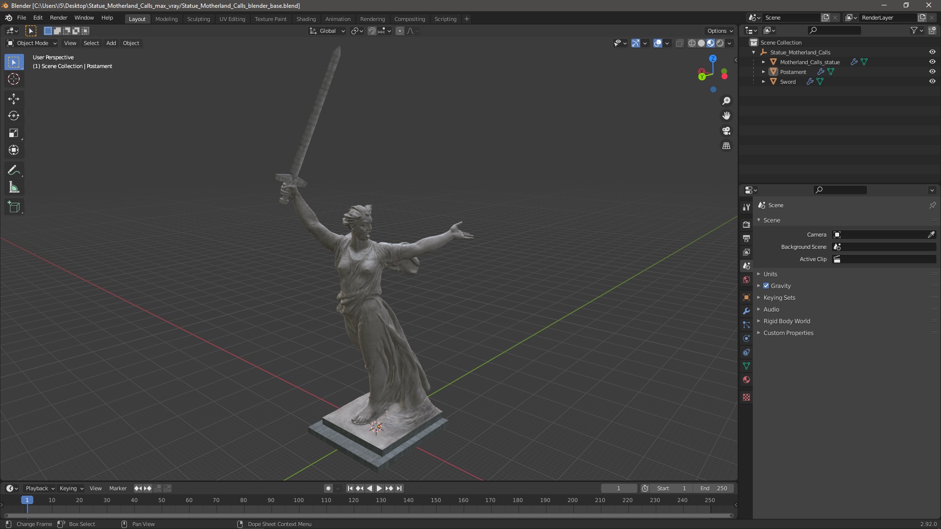 3D Statue Motherland Calls model