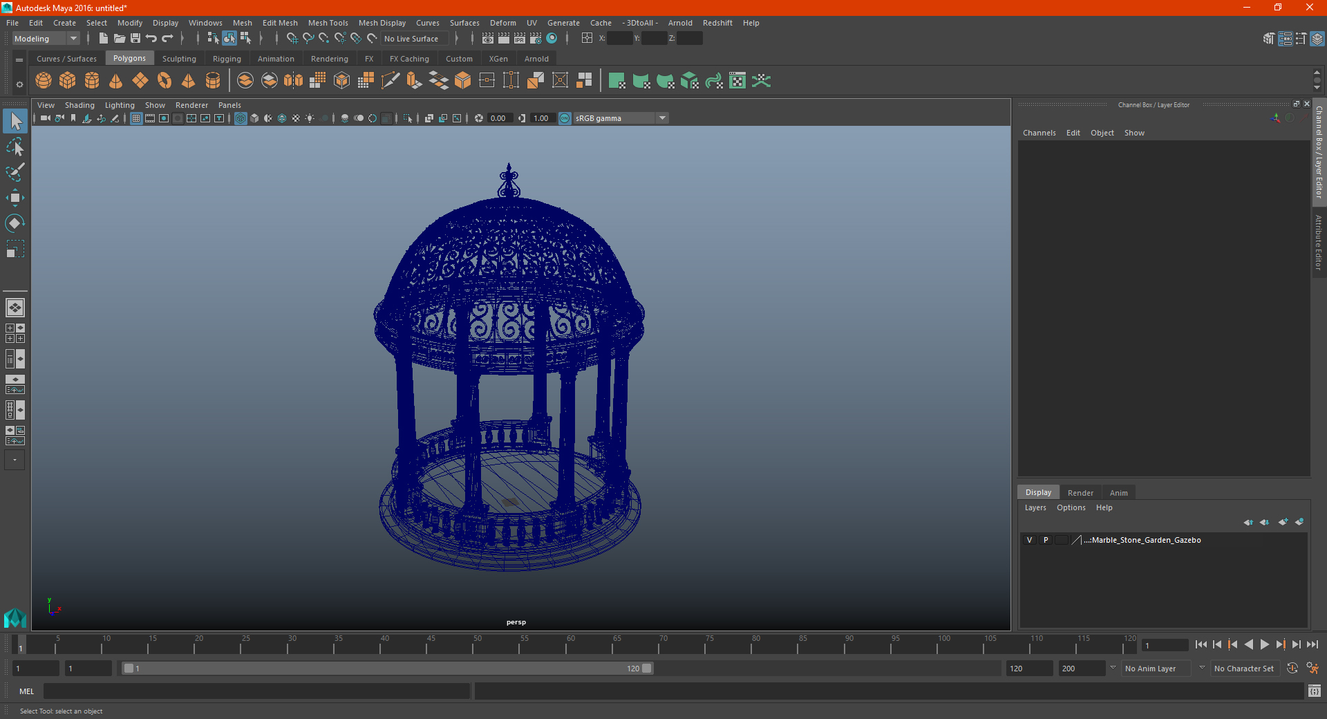 3D Marble Stone Garden Gazebo