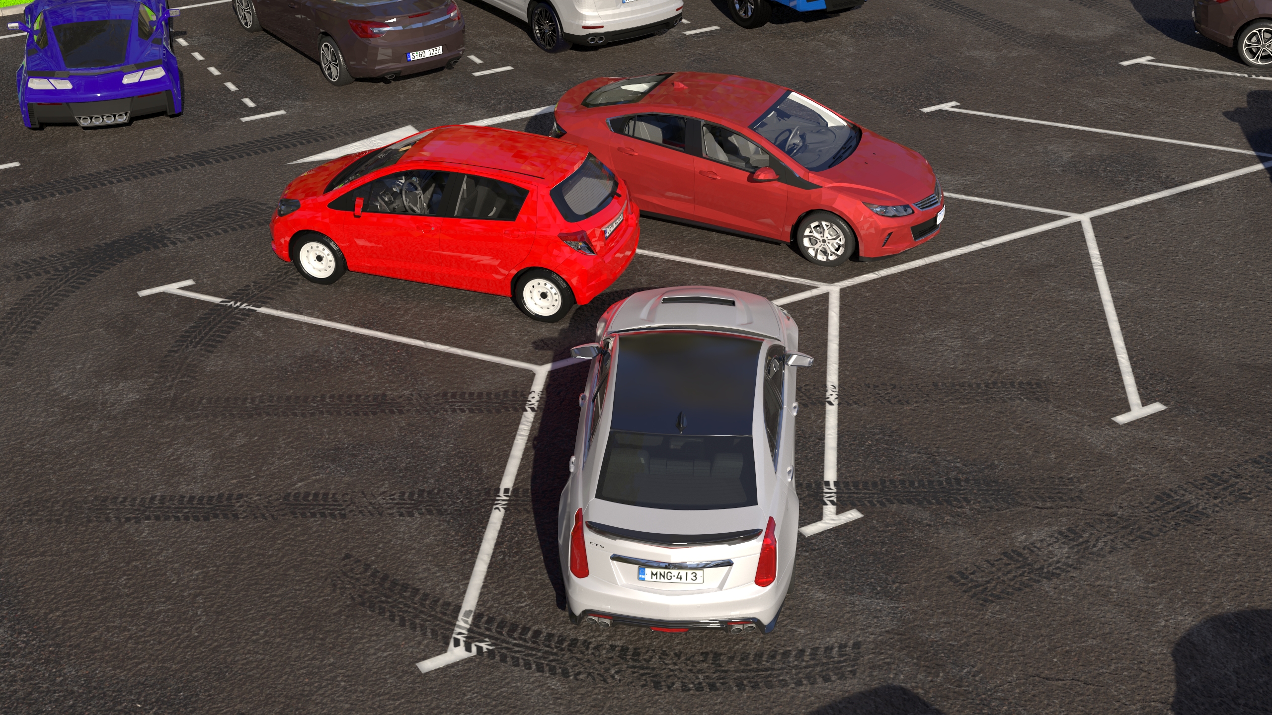 3D Street Car Parking 26 Lots Filled Old Fur