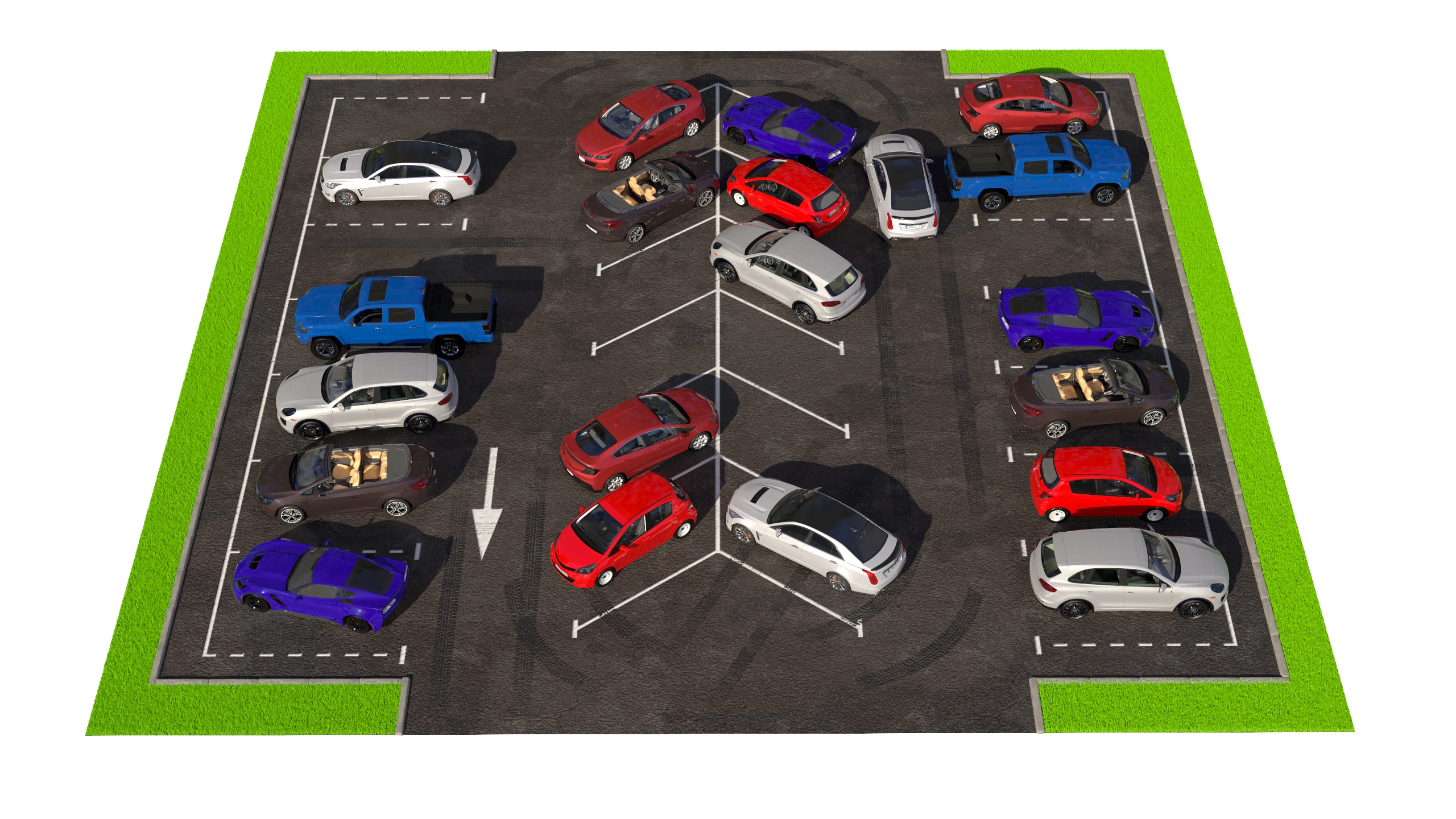 3D Street Car Parking 26 Lots Filled Old Fur
