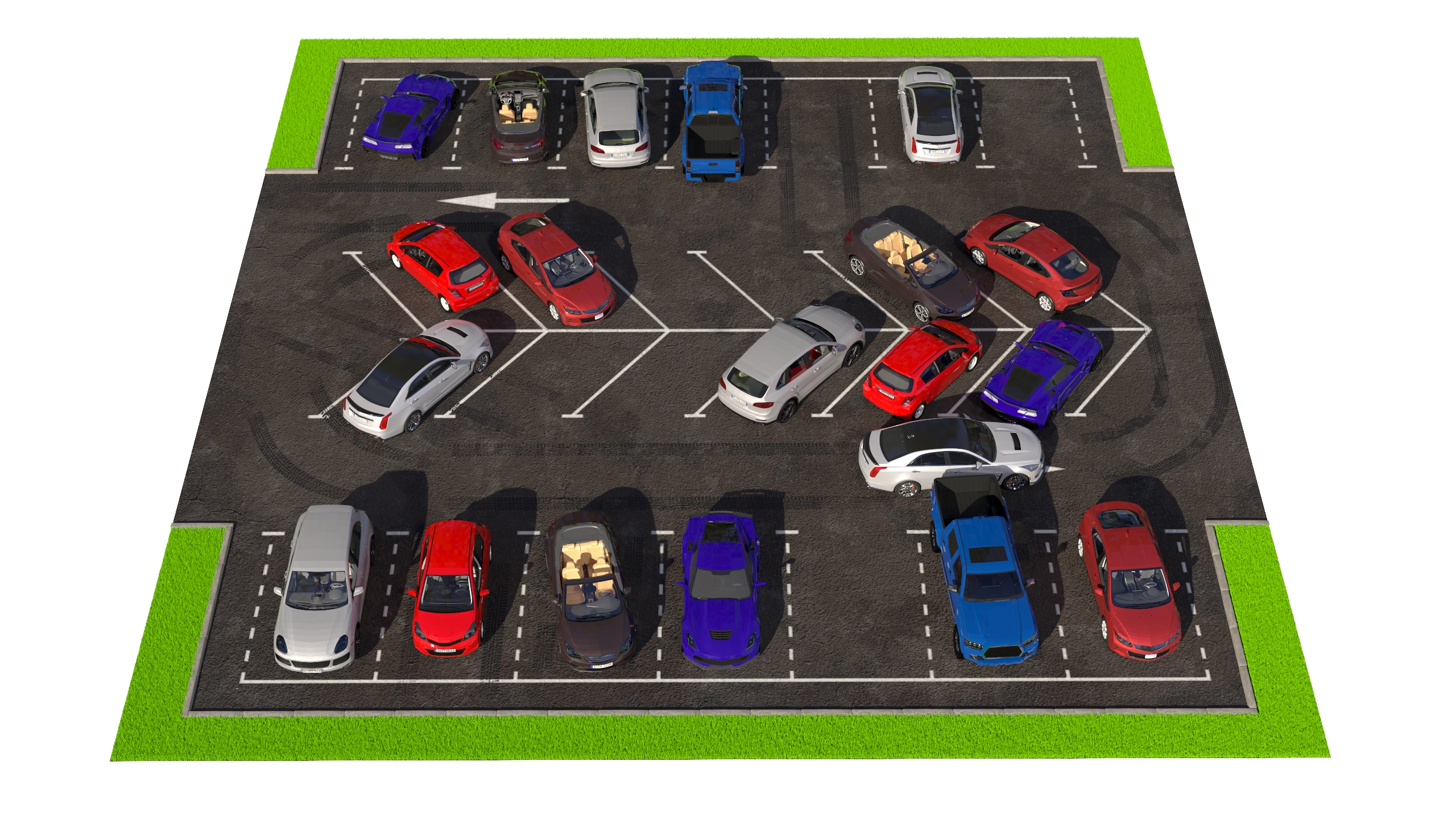 3D Street Car Parking 26 Lots Filled Old Fur