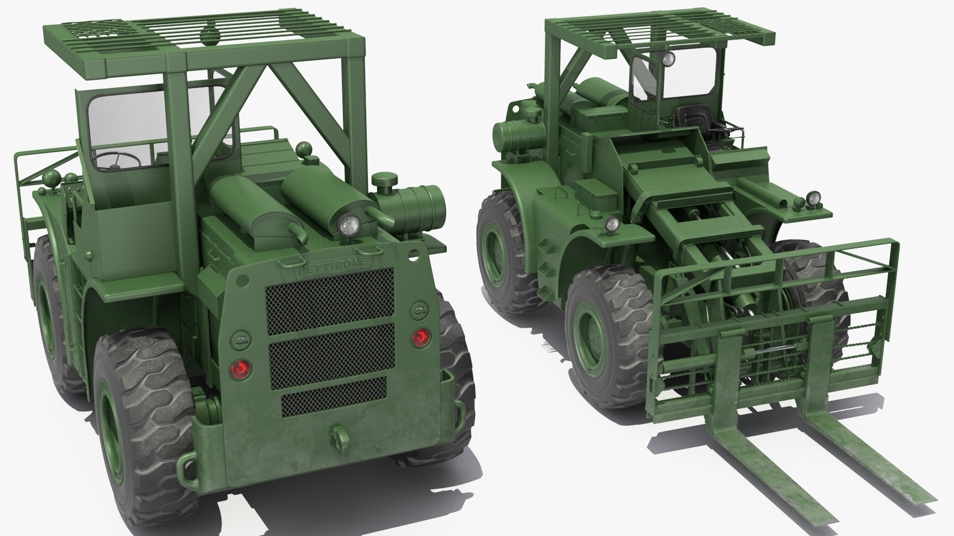 Pettibone Rough Terrain Military Forklift Green Rigged 3D model