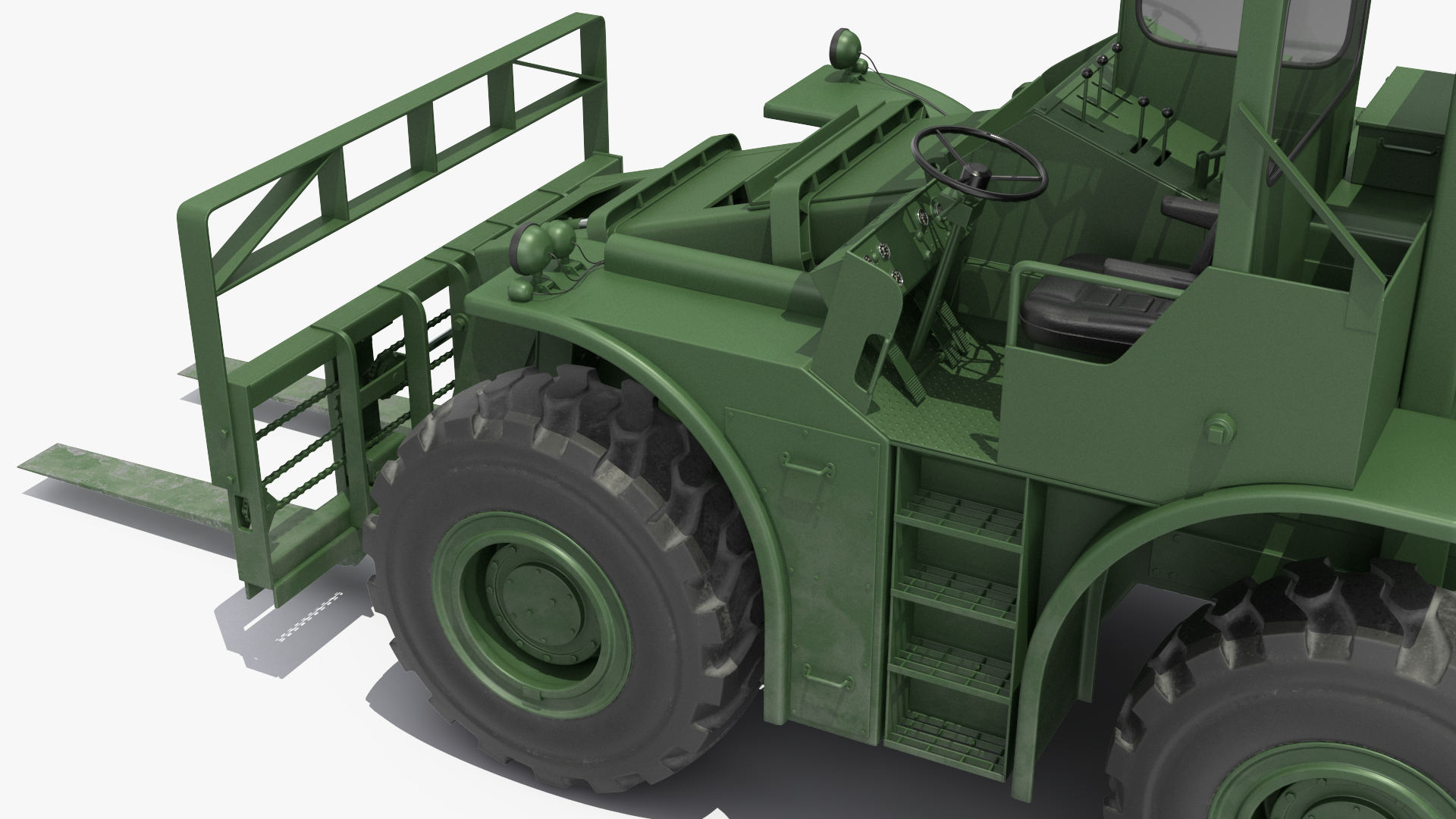 Pettibone Rough Terrain Military Forklift Green Rigged 3D model