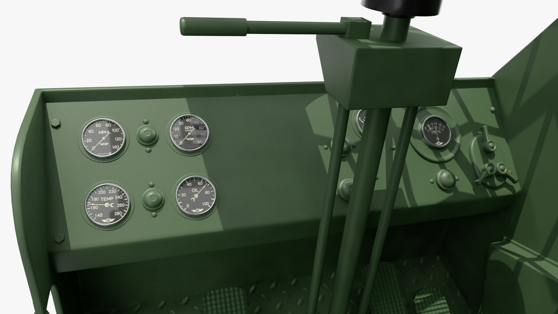 Pettibone Rough Terrain Military Forklift Green Rigged 3D model