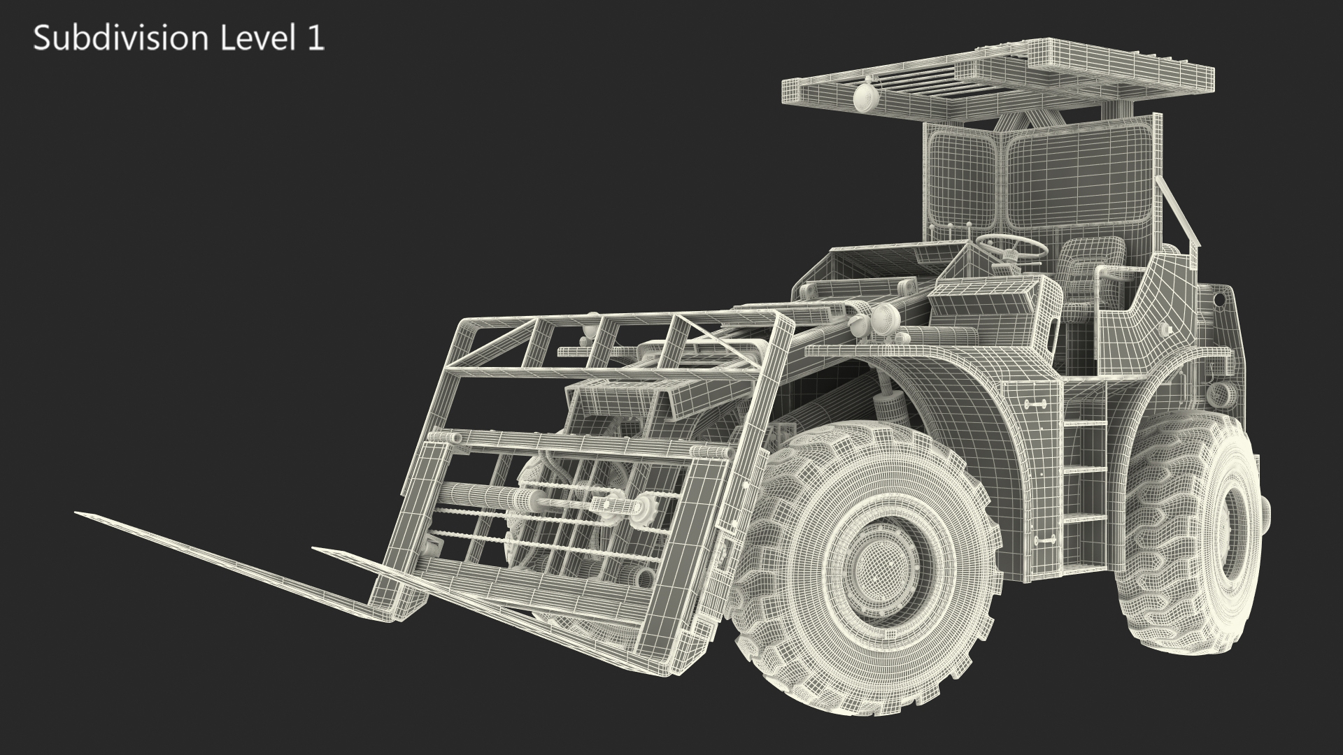 Pettibone Rough Terrain Military Forklift Green Rigged 3D model