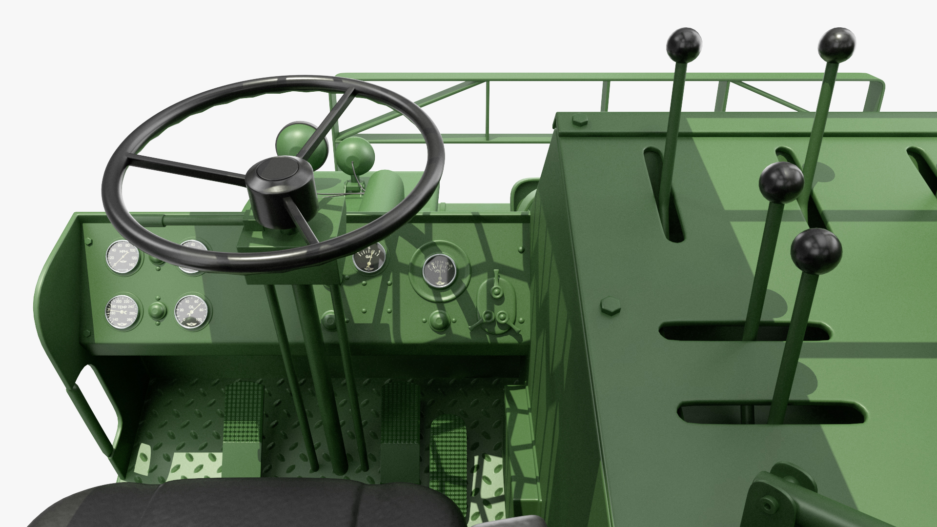 Pettibone Rough Terrain Military Forklift Green Rigged 3D model