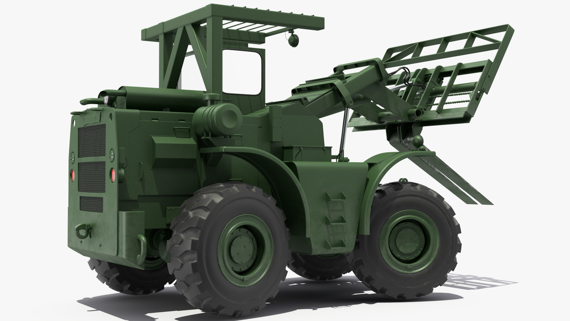 Pettibone Rough Terrain Military Forklift Green Rigged 3D model
