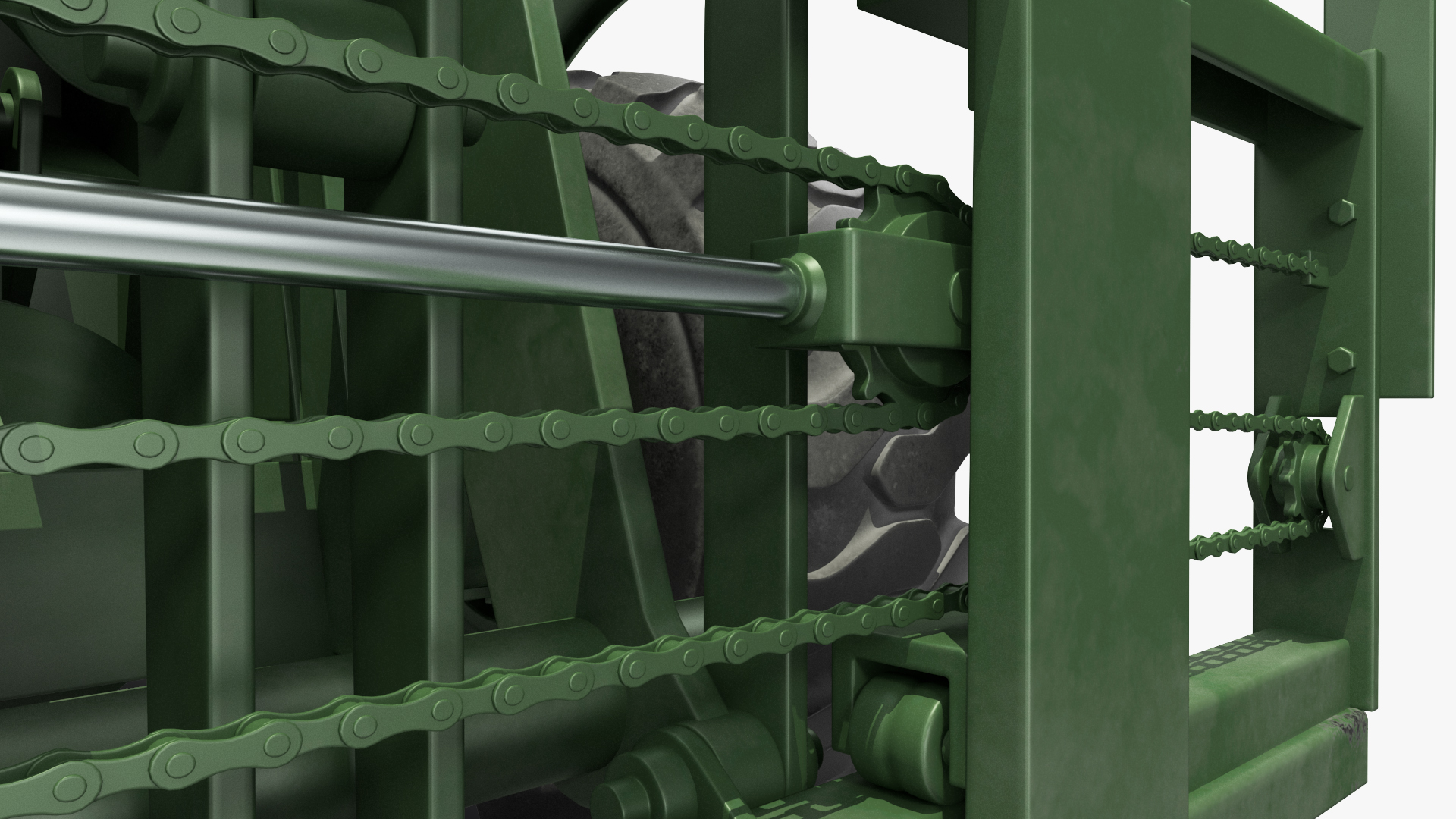 Pettibone Rough Terrain Military Forklift Green Rigged 3D model