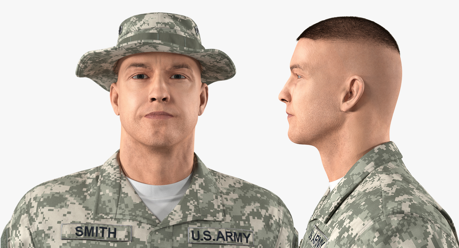 3D US Soldier ACU Walking Pose Fur
