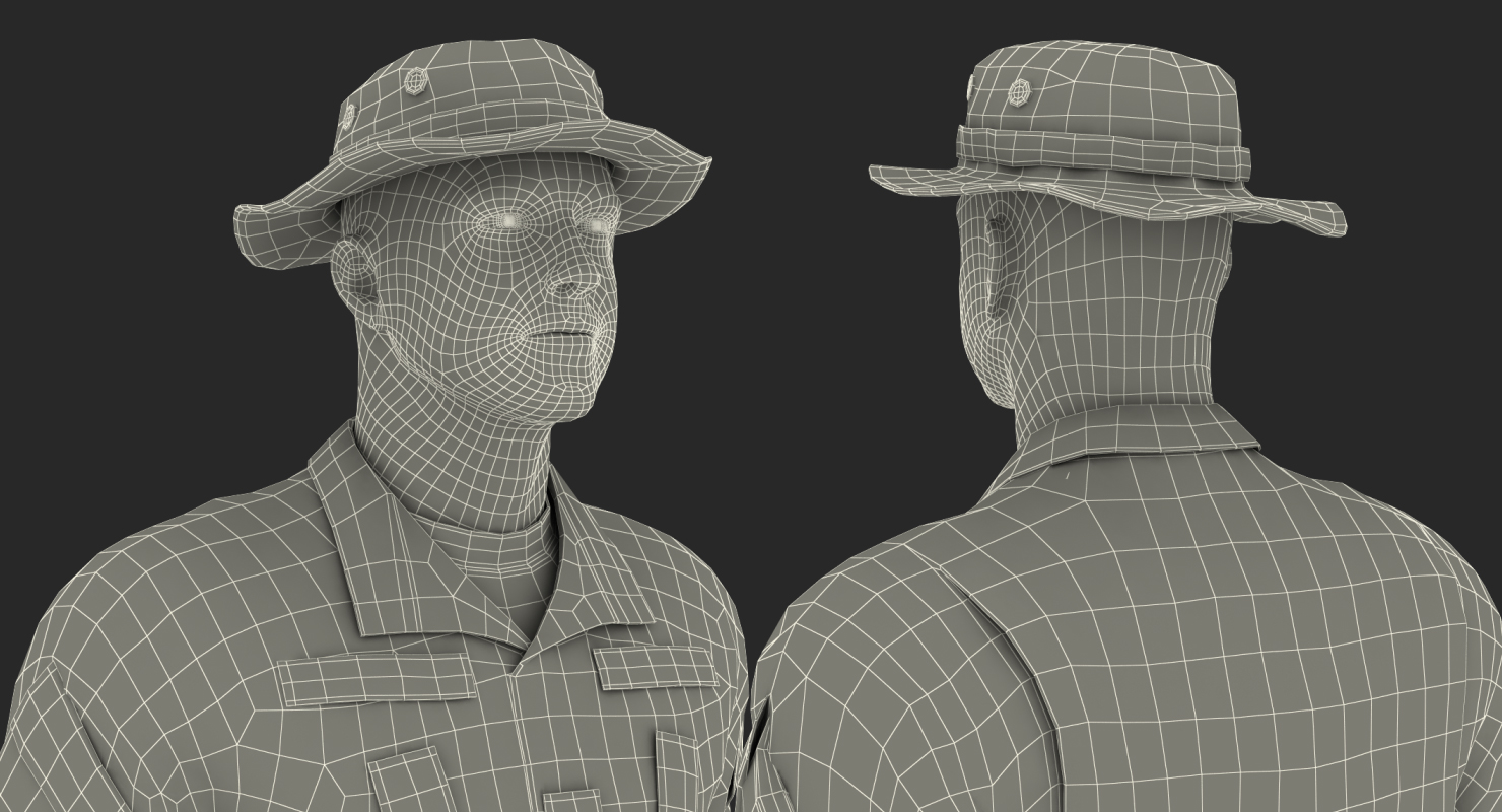 3D US Soldier ACU Walking Pose Fur