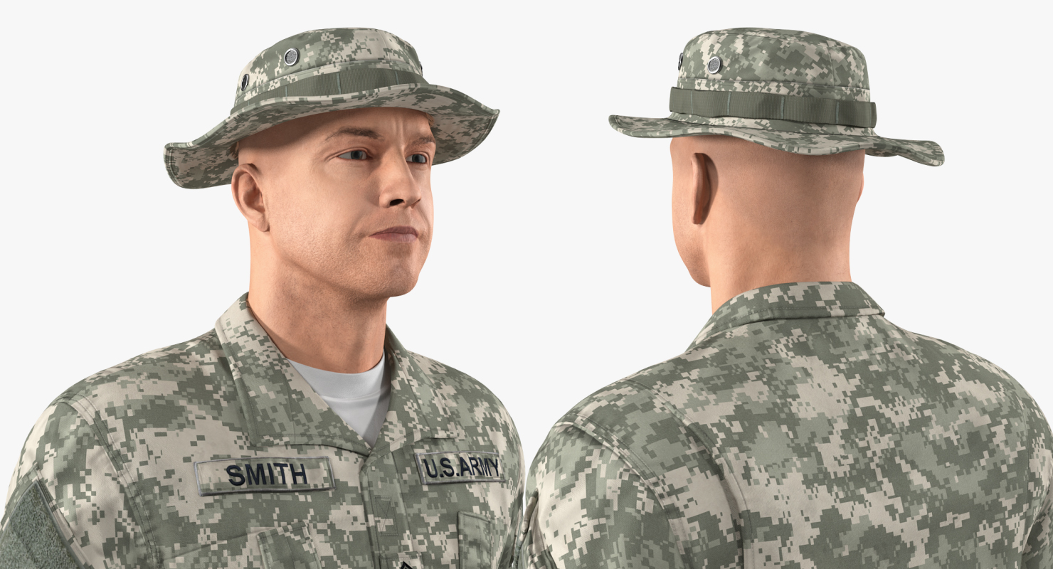 3D US Soldier ACU Walking Pose Fur