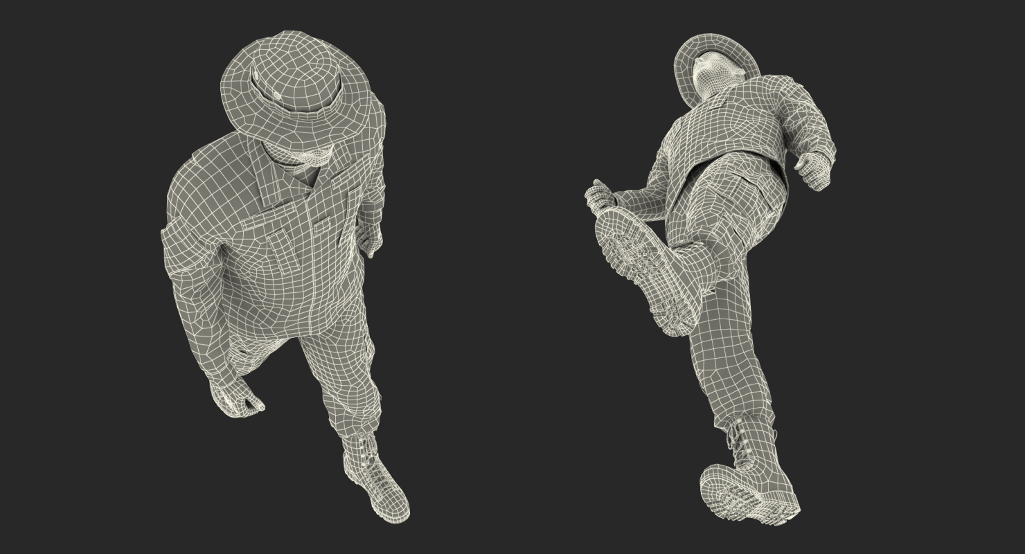 3D US Soldier ACU Walking Pose Fur