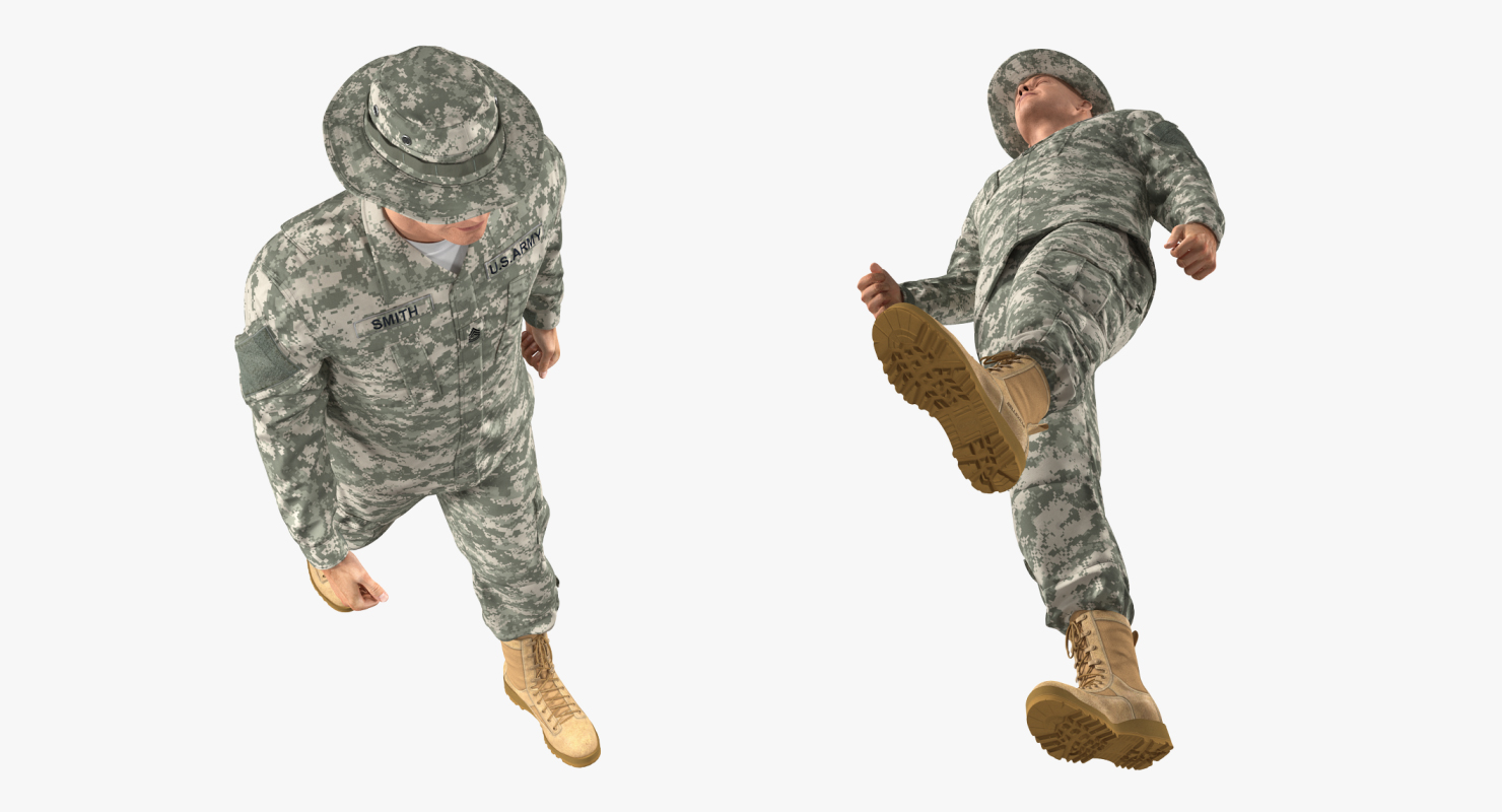 3D US Soldier ACU Walking Pose Fur