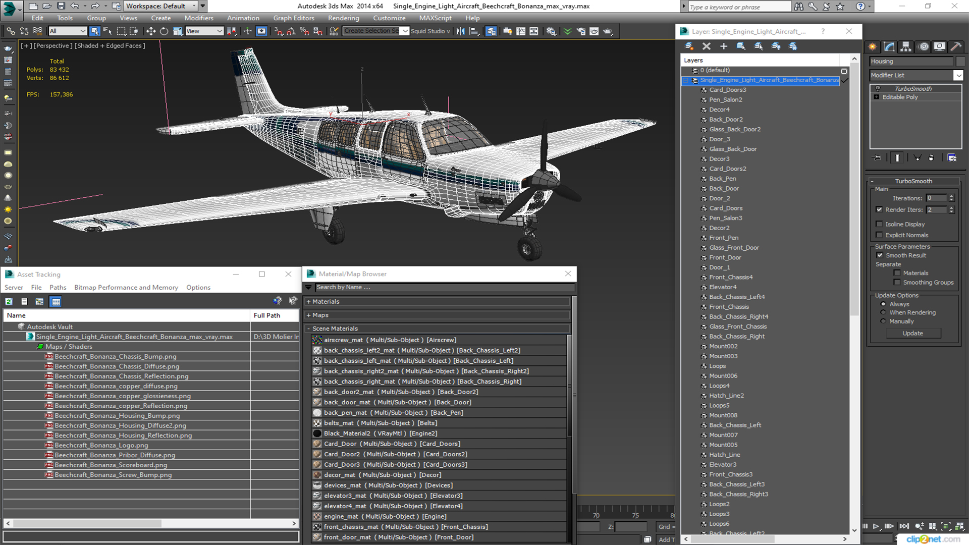 Single Engine Light Aircraft Beechcraft Bonanza 3D