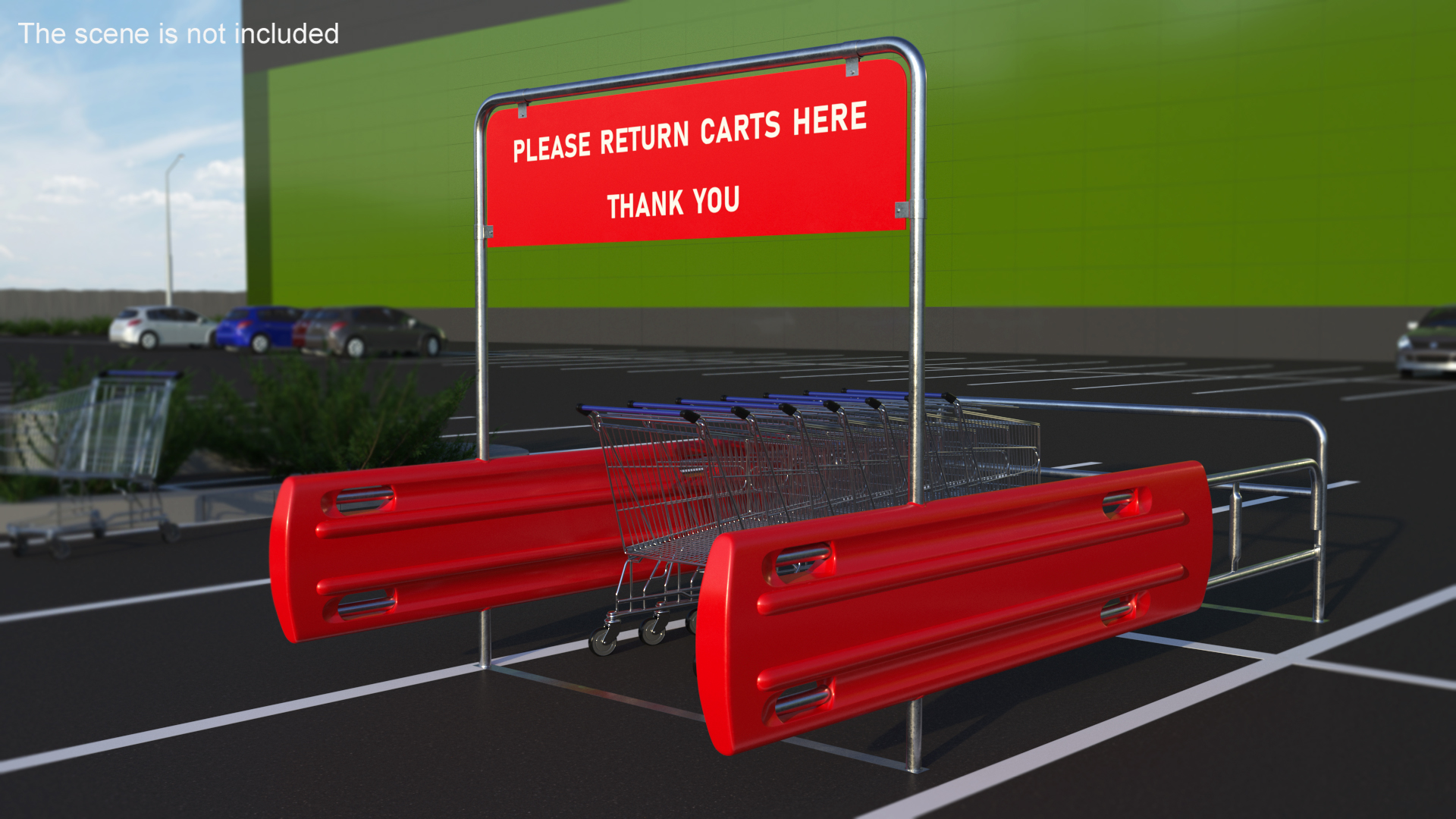 Cart Corral with Polymer Side Bumpers 3D