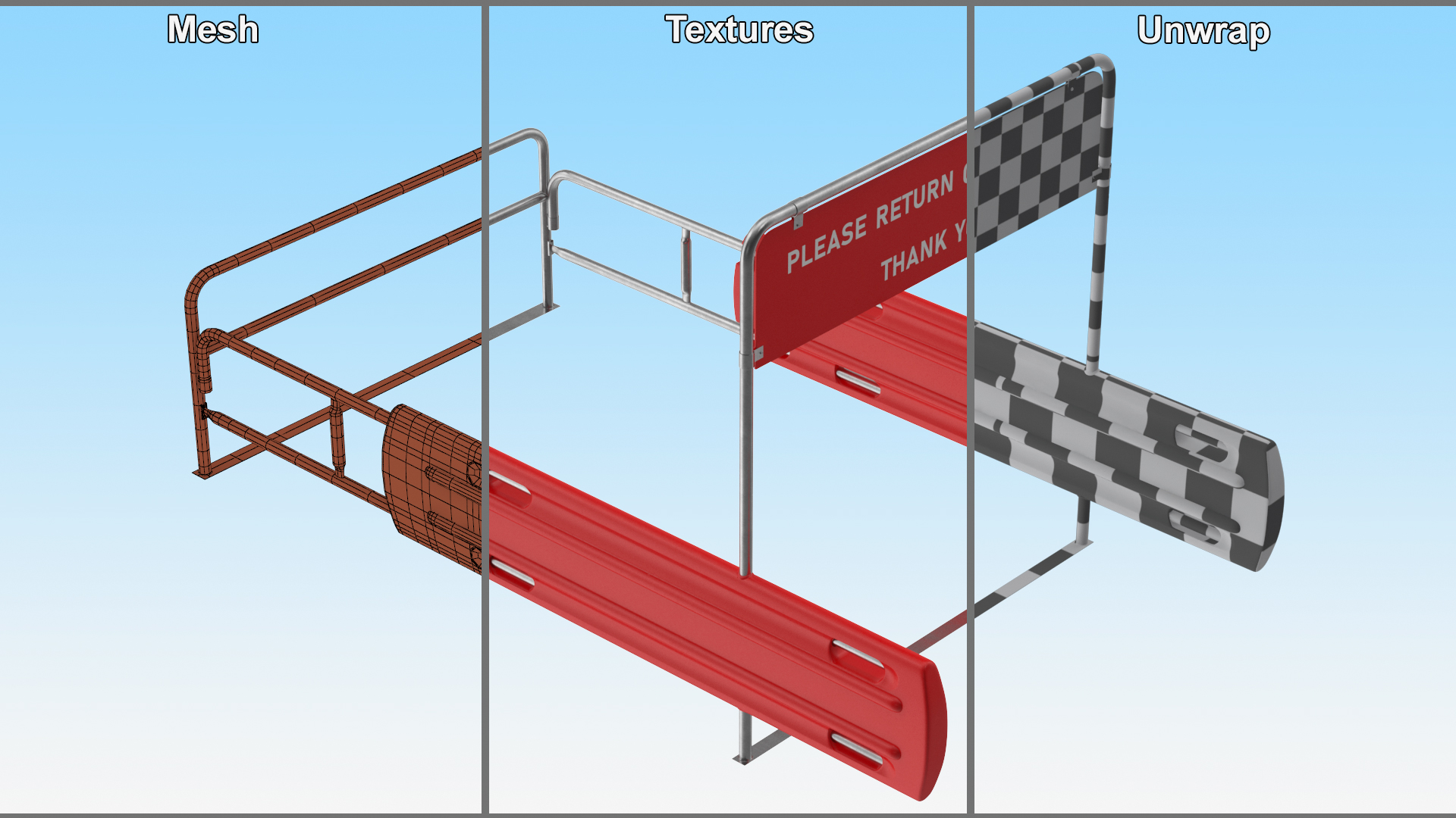 Cart Corral with Polymer Side Bumpers 3D