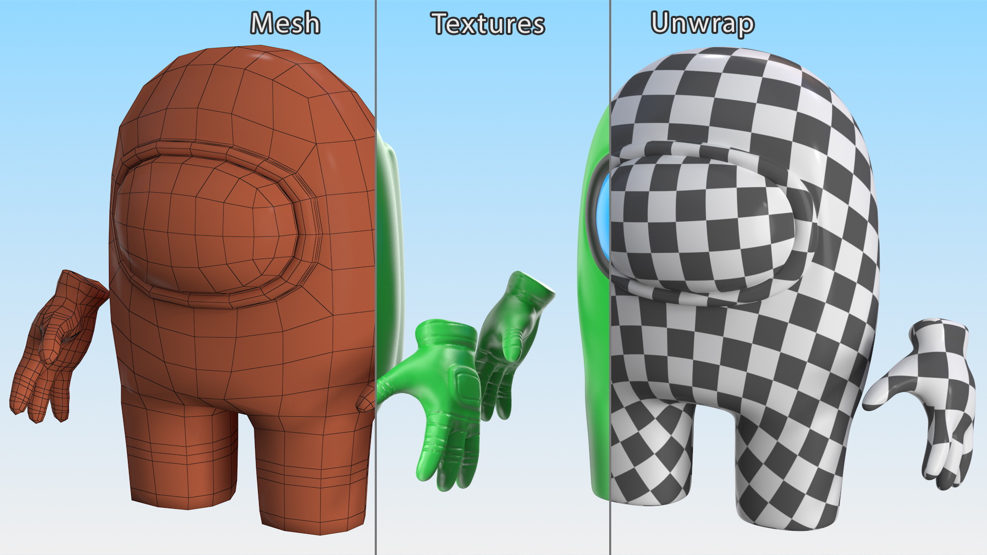 3D model Among Us Character Green Rigged for Maya