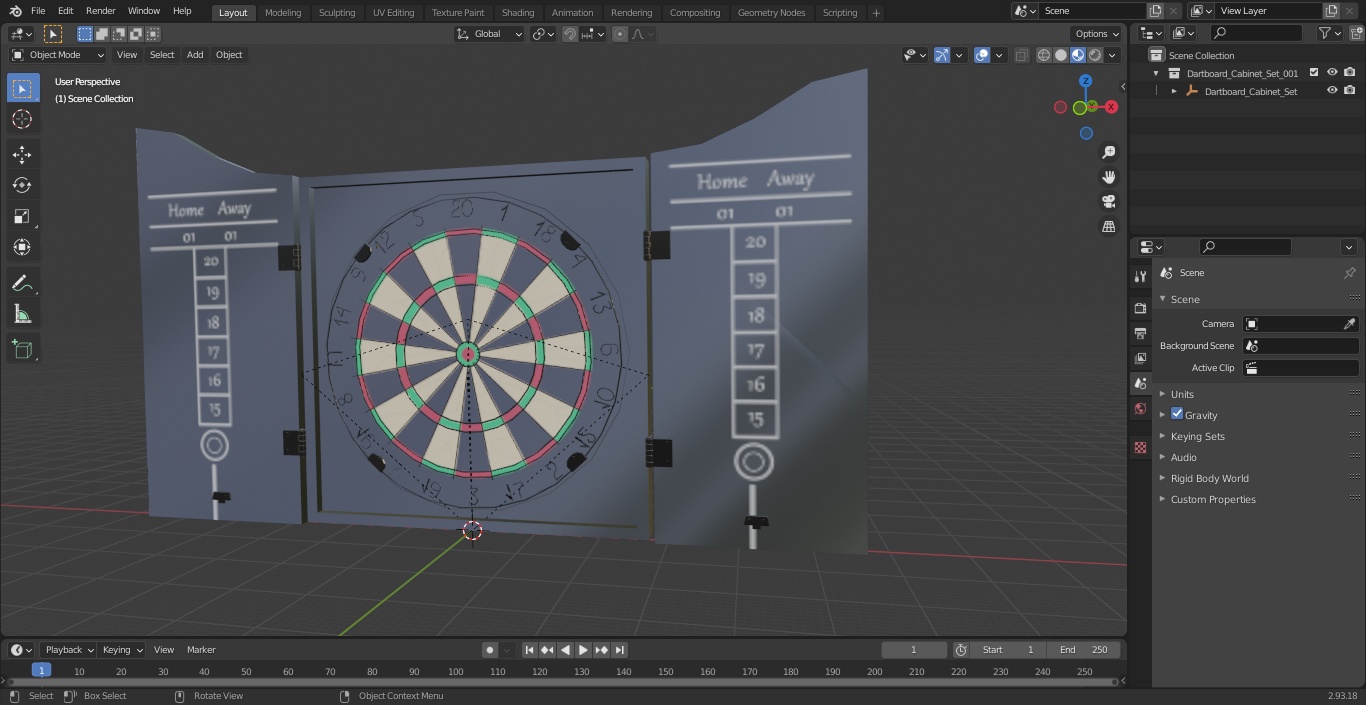 3D Dartboard Cabinet Set