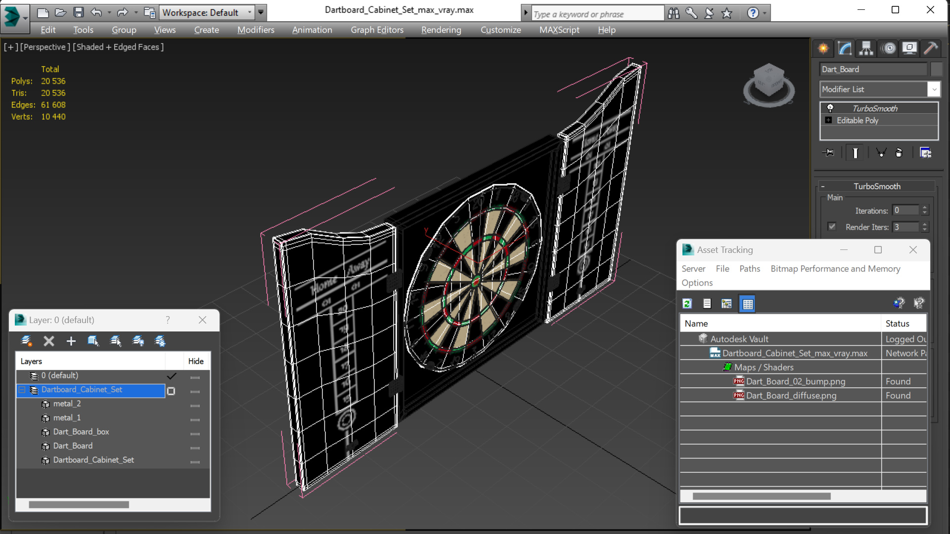3D Dartboard Cabinet Set