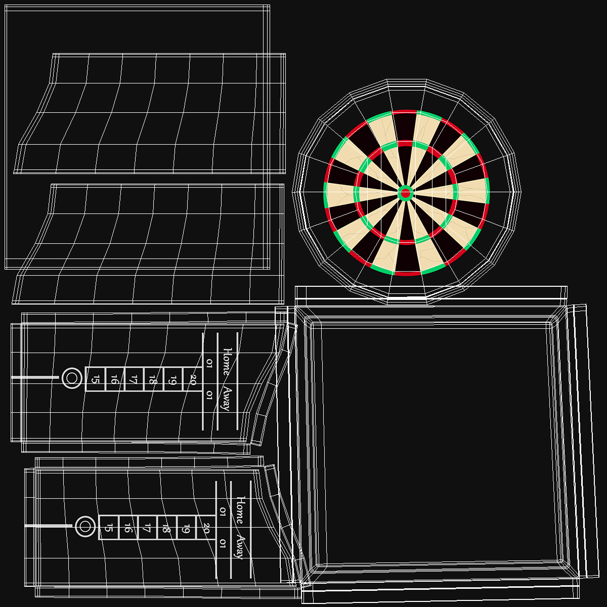 3D Dartboard Cabinet Set
