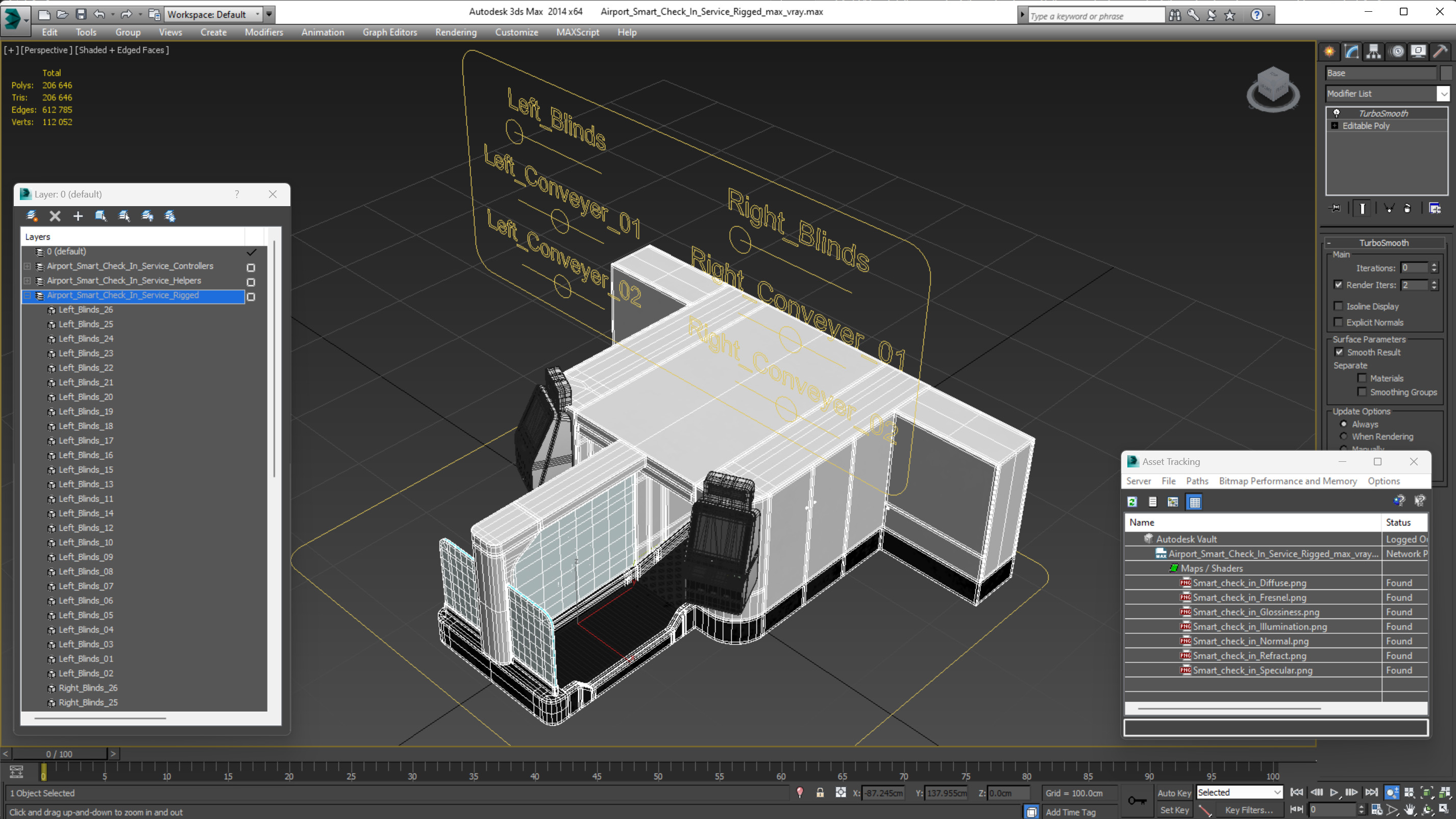 Airport Smart Check In Service Rigged 3D