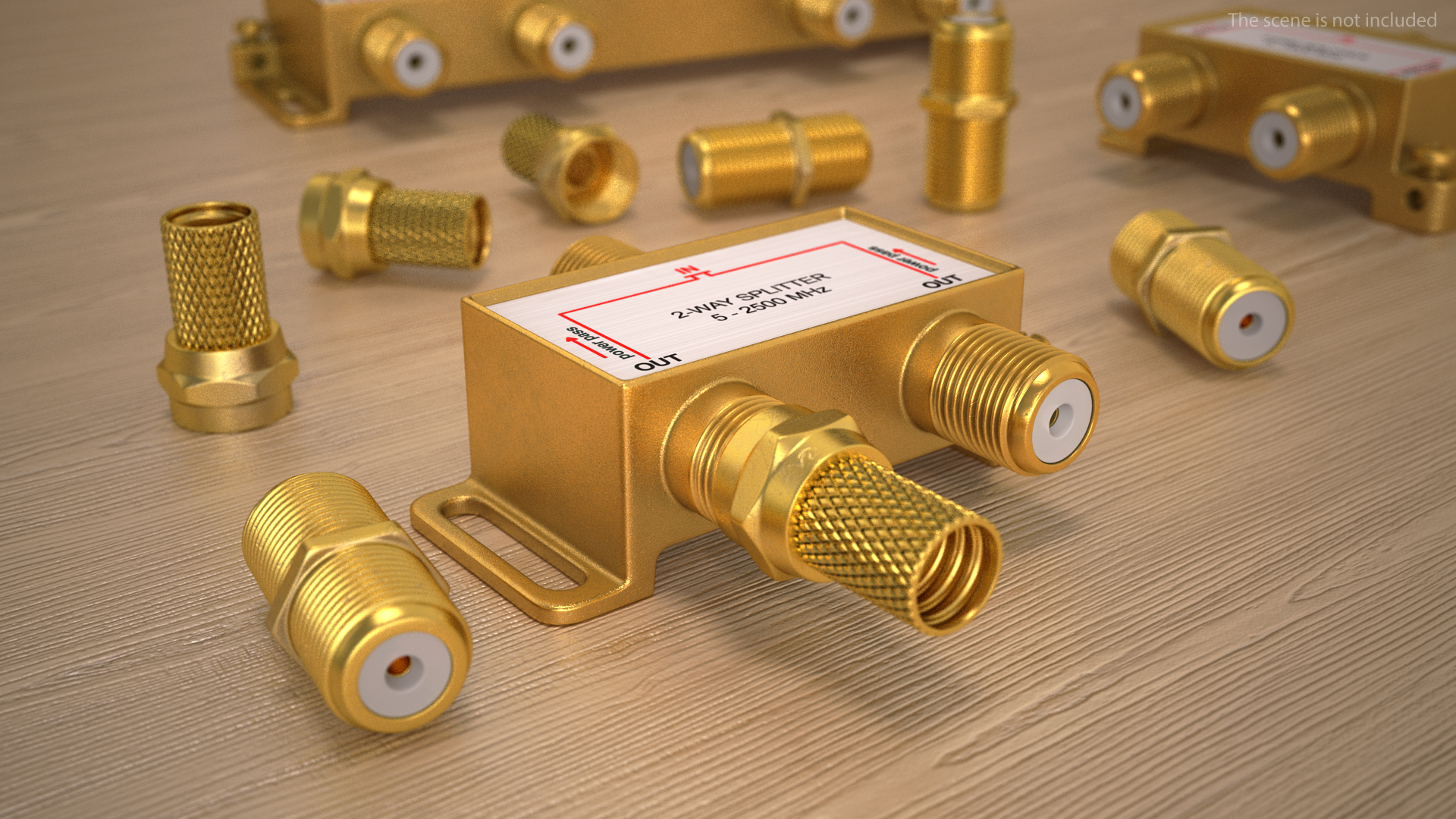 Coaxial Cable Connector and Extender Set Gold Plated 3D