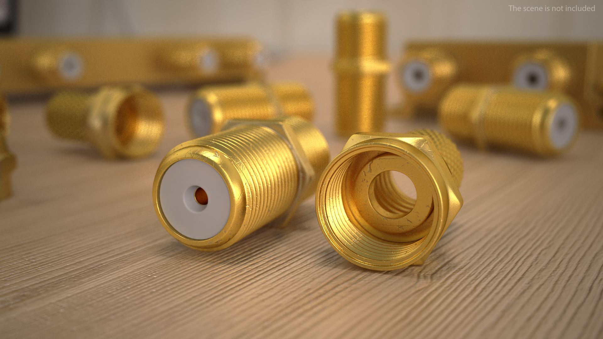 Coaxial Cable Connector and Extender Set Gold Plated 3D