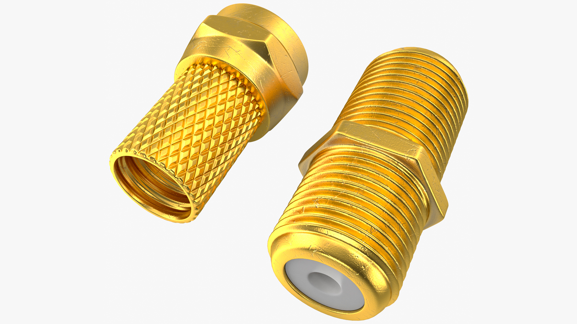 Coaxial Cable Connector and Extender Set Gold Plated 3D