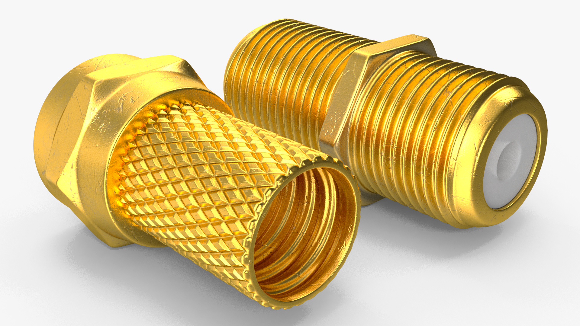 Coaxial Cable Connector and Extender Set Gold Plated 3D