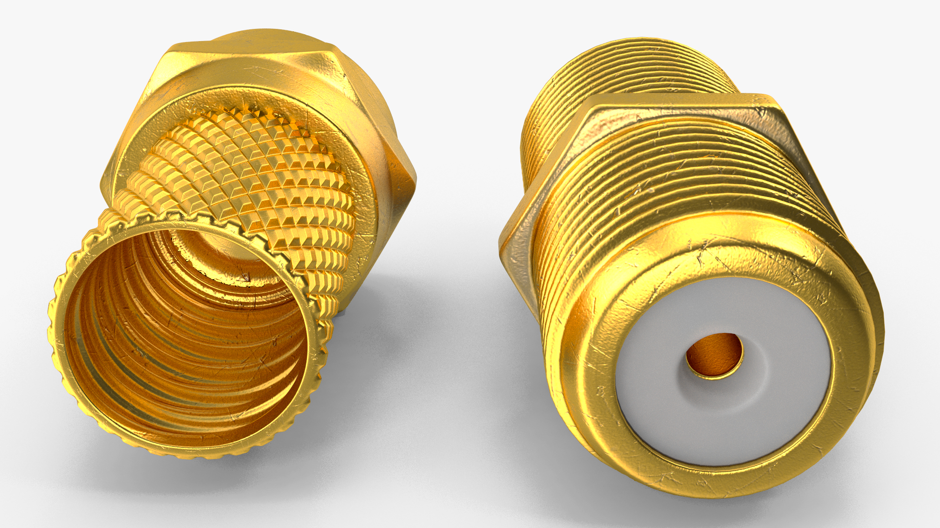 Coaxial Cable Connector and Extender Set Gold Plated 3D