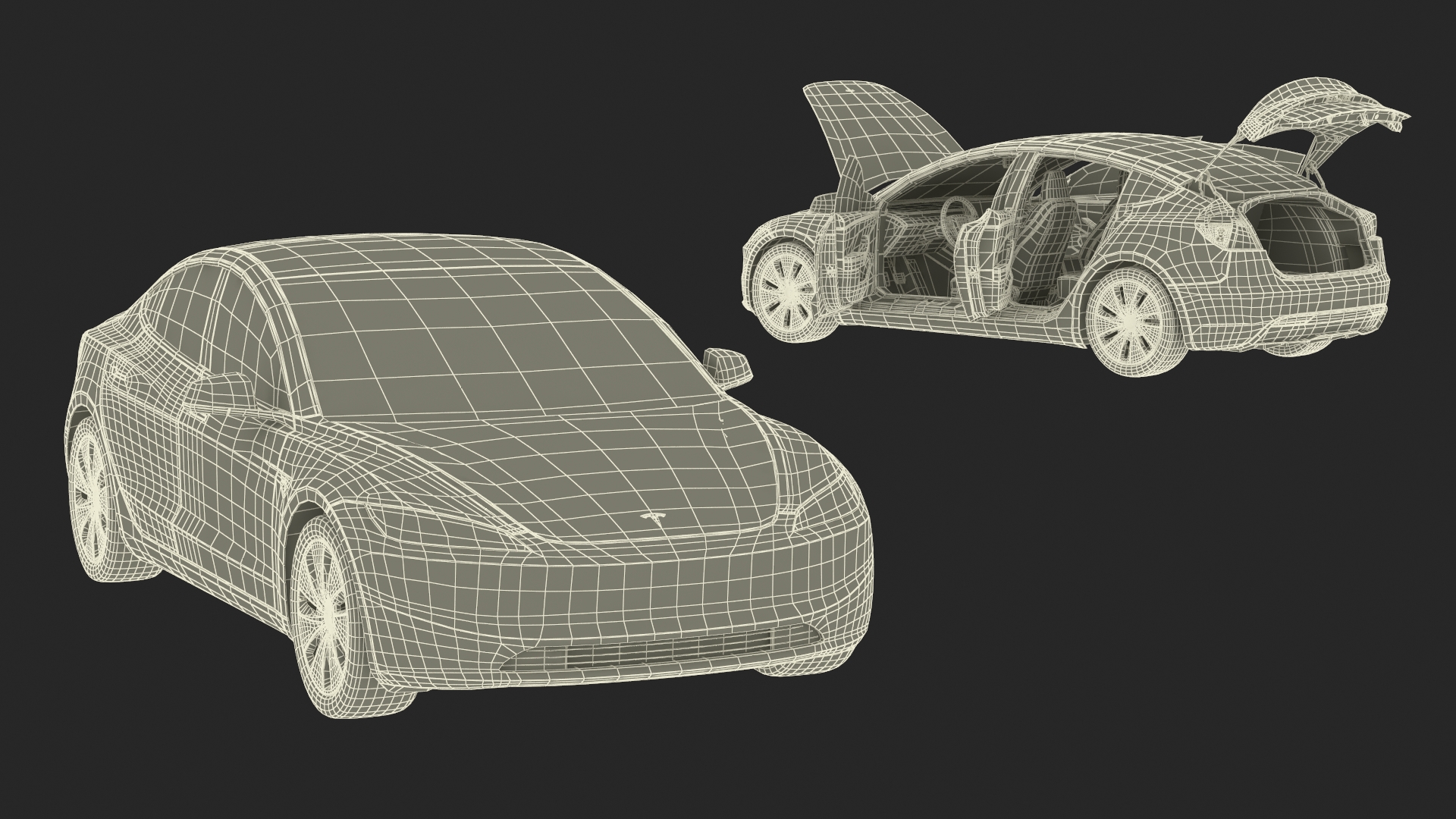 Tesla Model 3 2024 White Lights On 3D model
