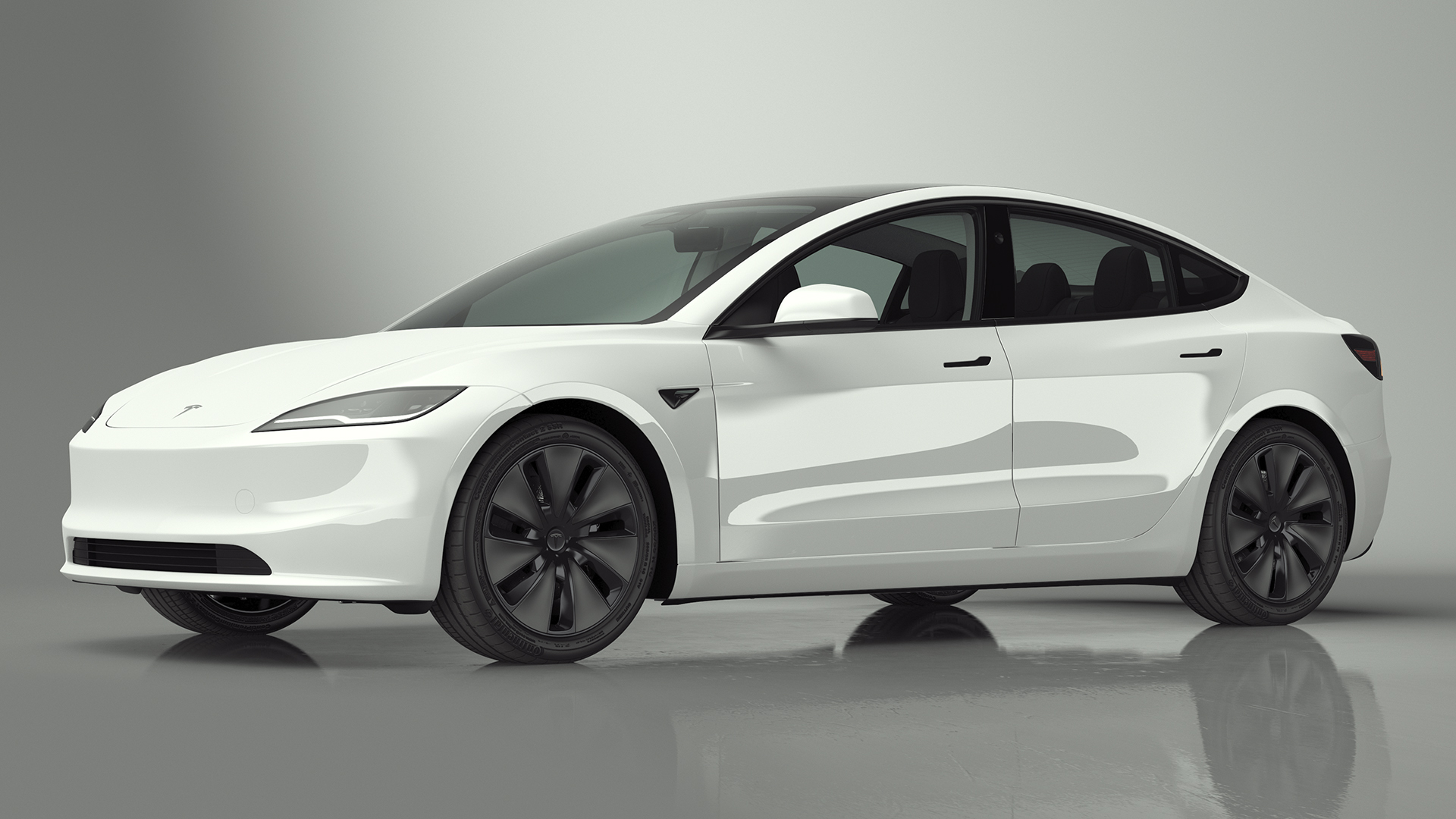 Tesla Model 3 2024 White Lights On 3D model