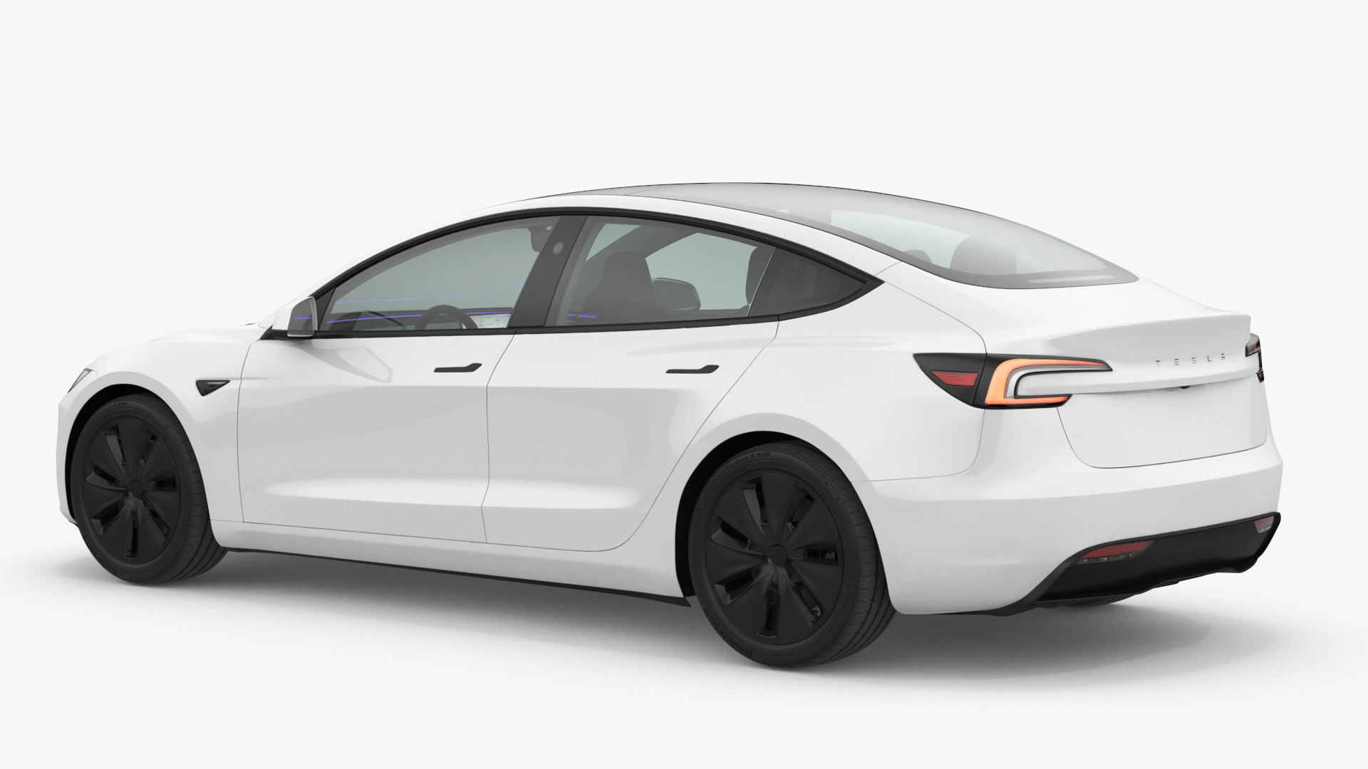 Tesla Model 3 2024 White Lights On 3D model