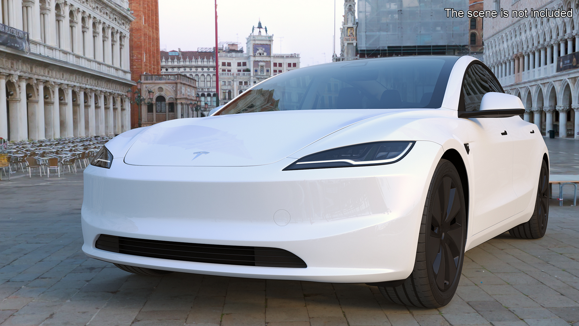 Tesla Model 3 2024 White Lights On 3D model
