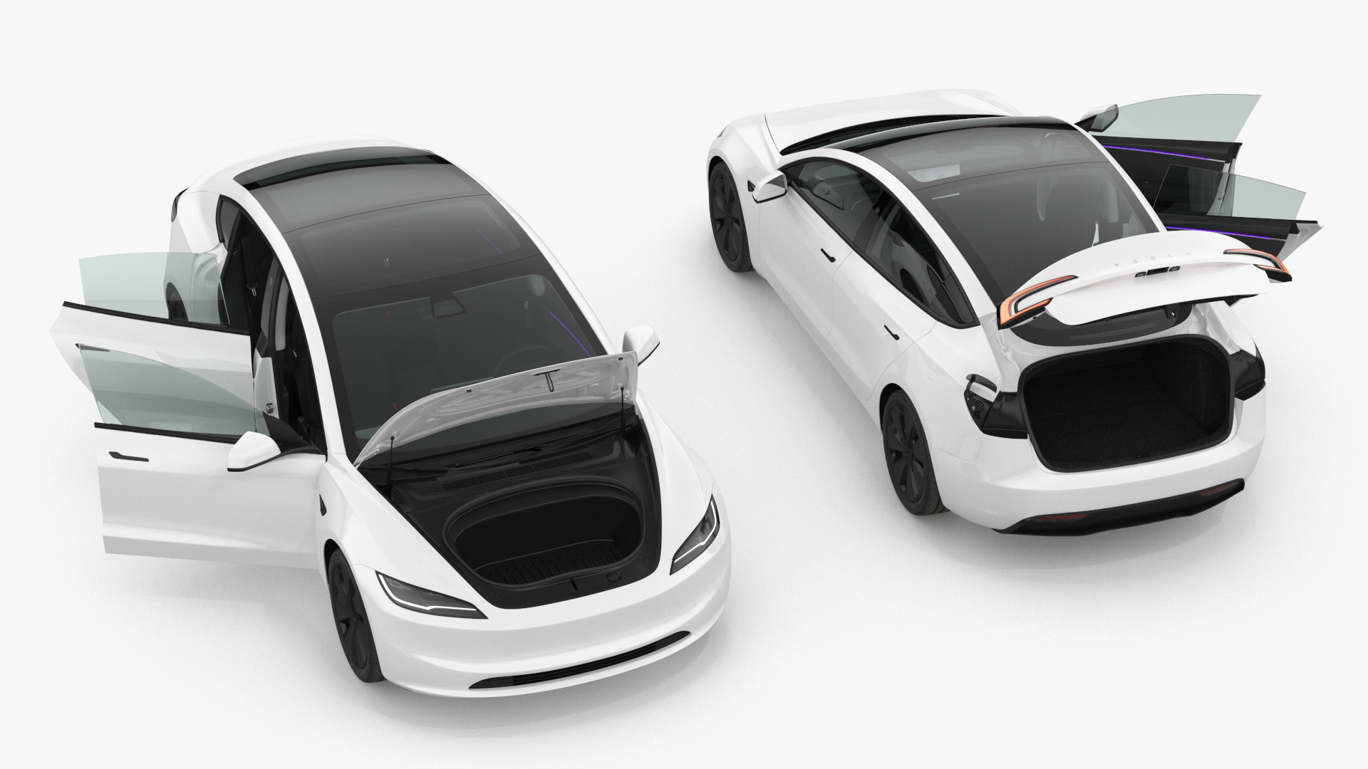 Tesla Model 3 2024 White Lights On 3D model