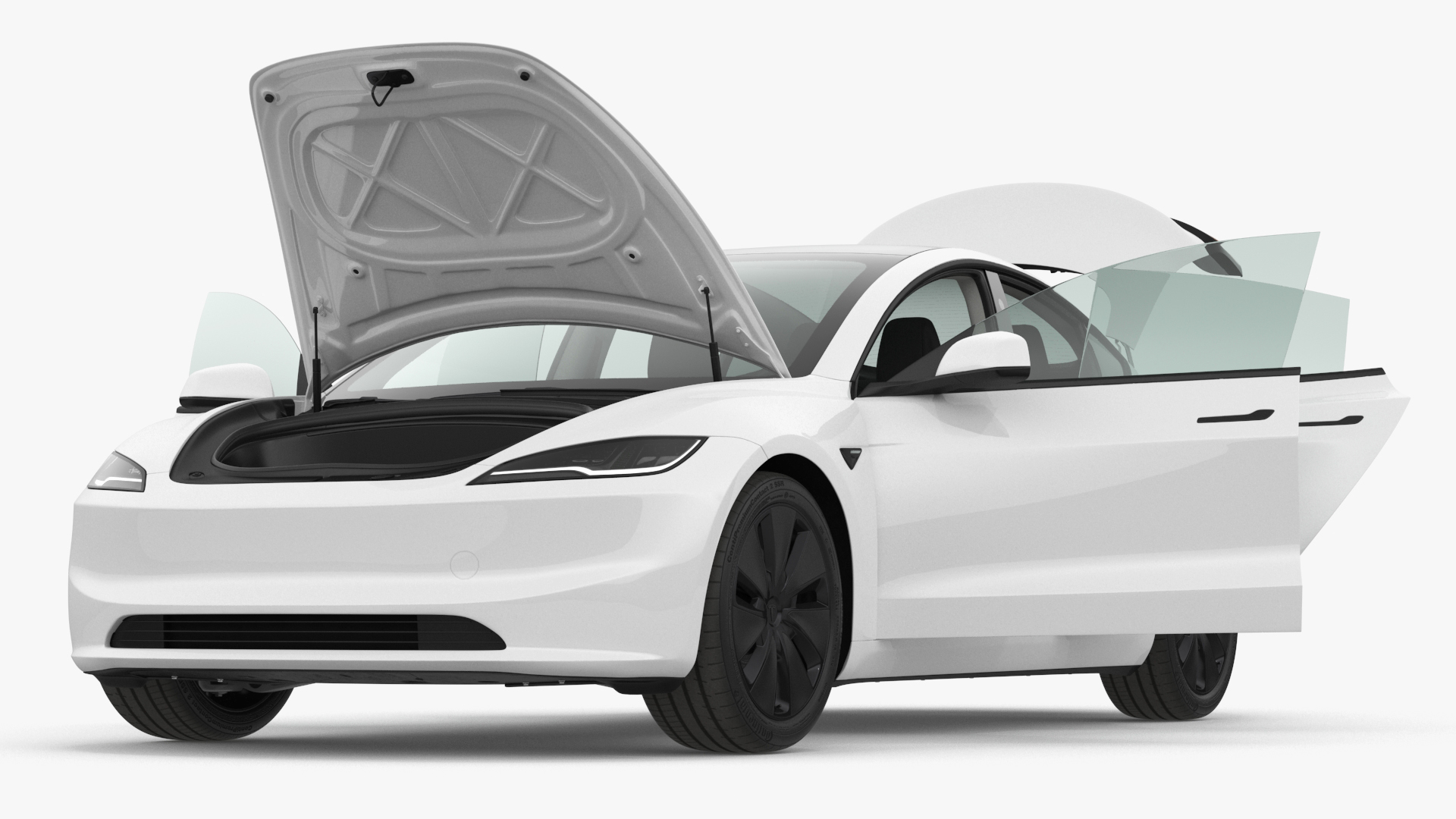 Tesla Model 3 2024 White Lights On 3D model