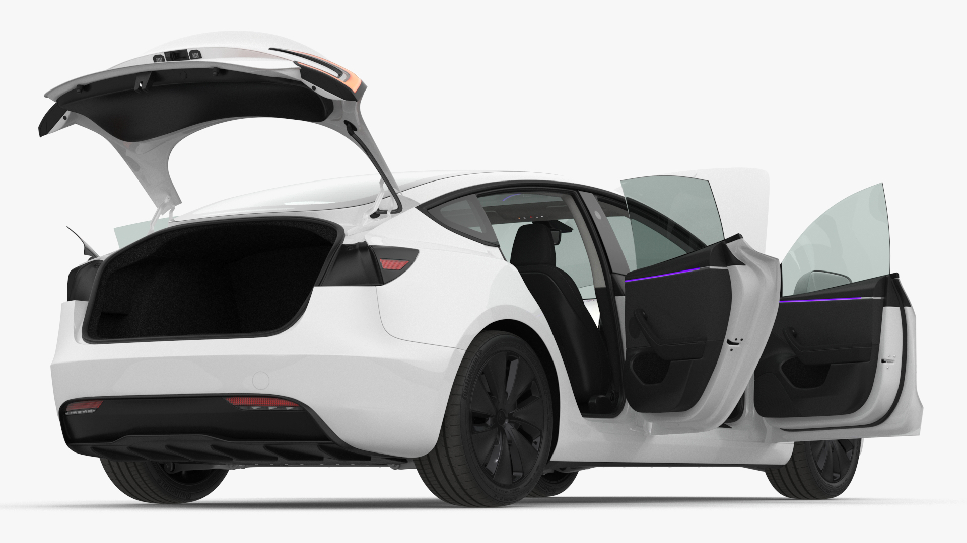 Tesla Model 3 2024 White Lights On 3D model