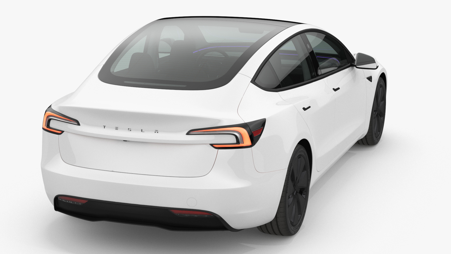 Tesla Model 3 2024 White Lights On 3D model