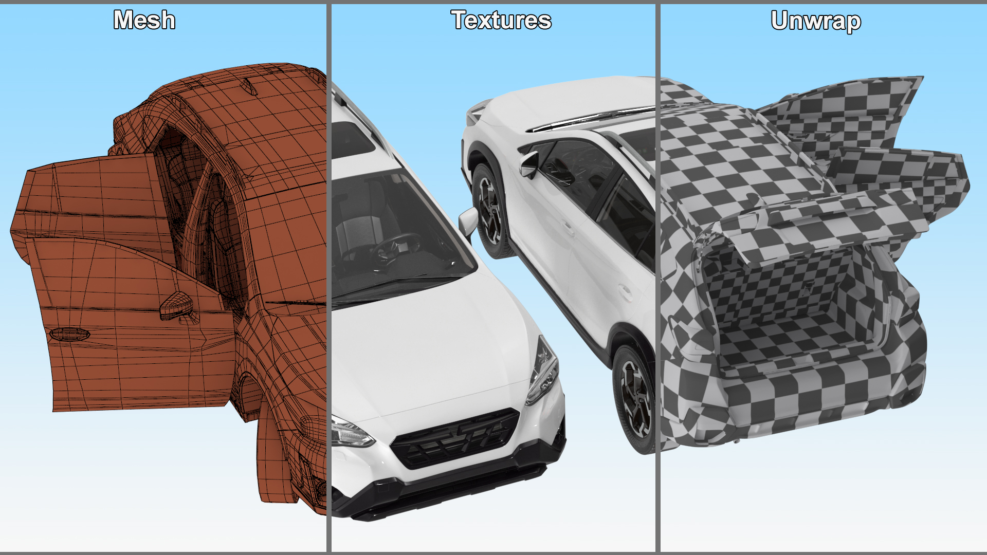 3D Compact Hybrid Crossover White Rigged for Cinema 4D