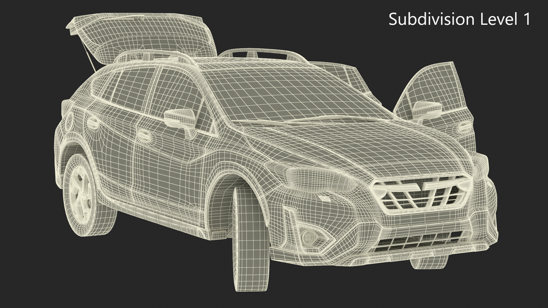 3D Compact Hybrid Crossover White Rigged for Cinema 4D