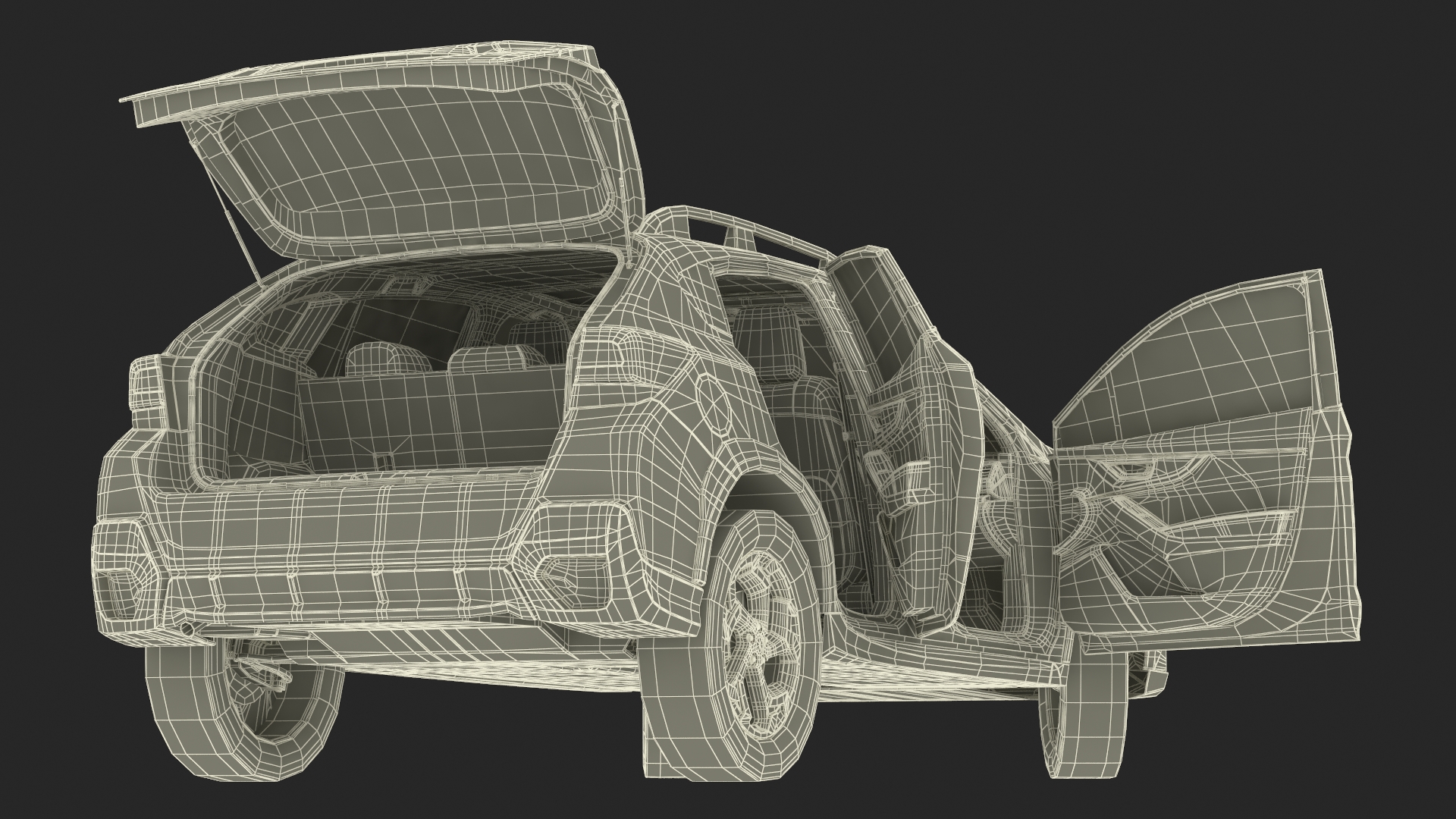 3D Compact Hybrid Crossover White Rigged for Cinema 4D