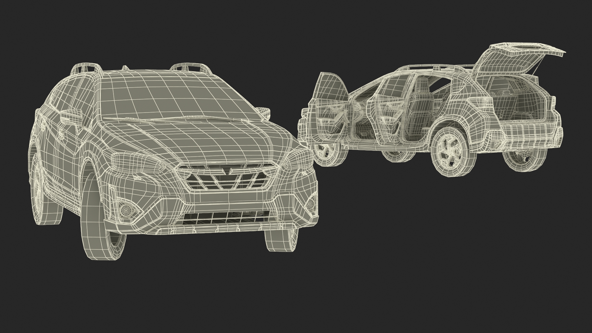 3D Compact Hybrid Crossover White Rigged for Cinema 4D