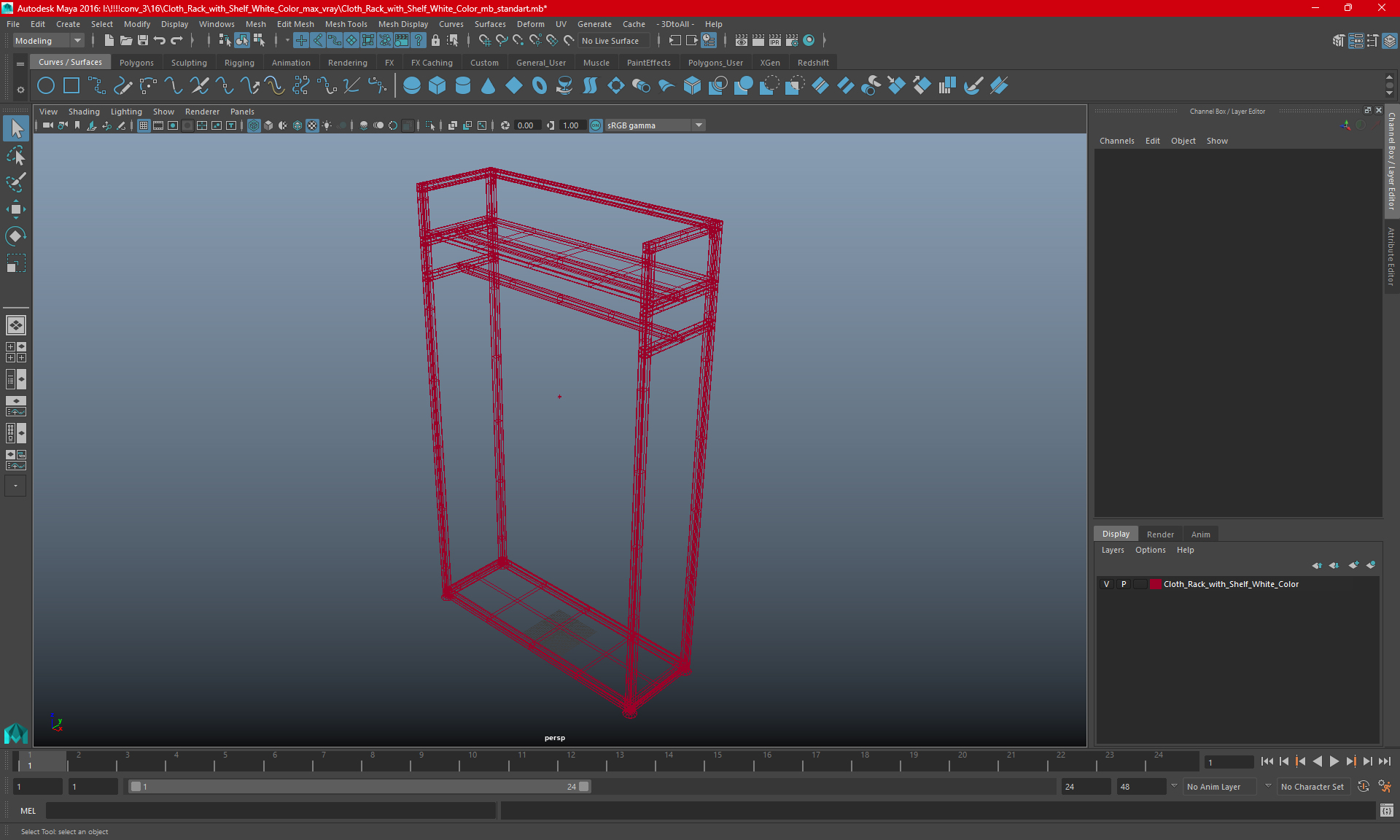 3D Cloth Rack with Shelf White Color model